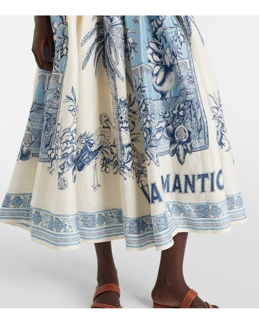 ALÉMAIS White Villa Romantica Linen-Blend Midi Dress