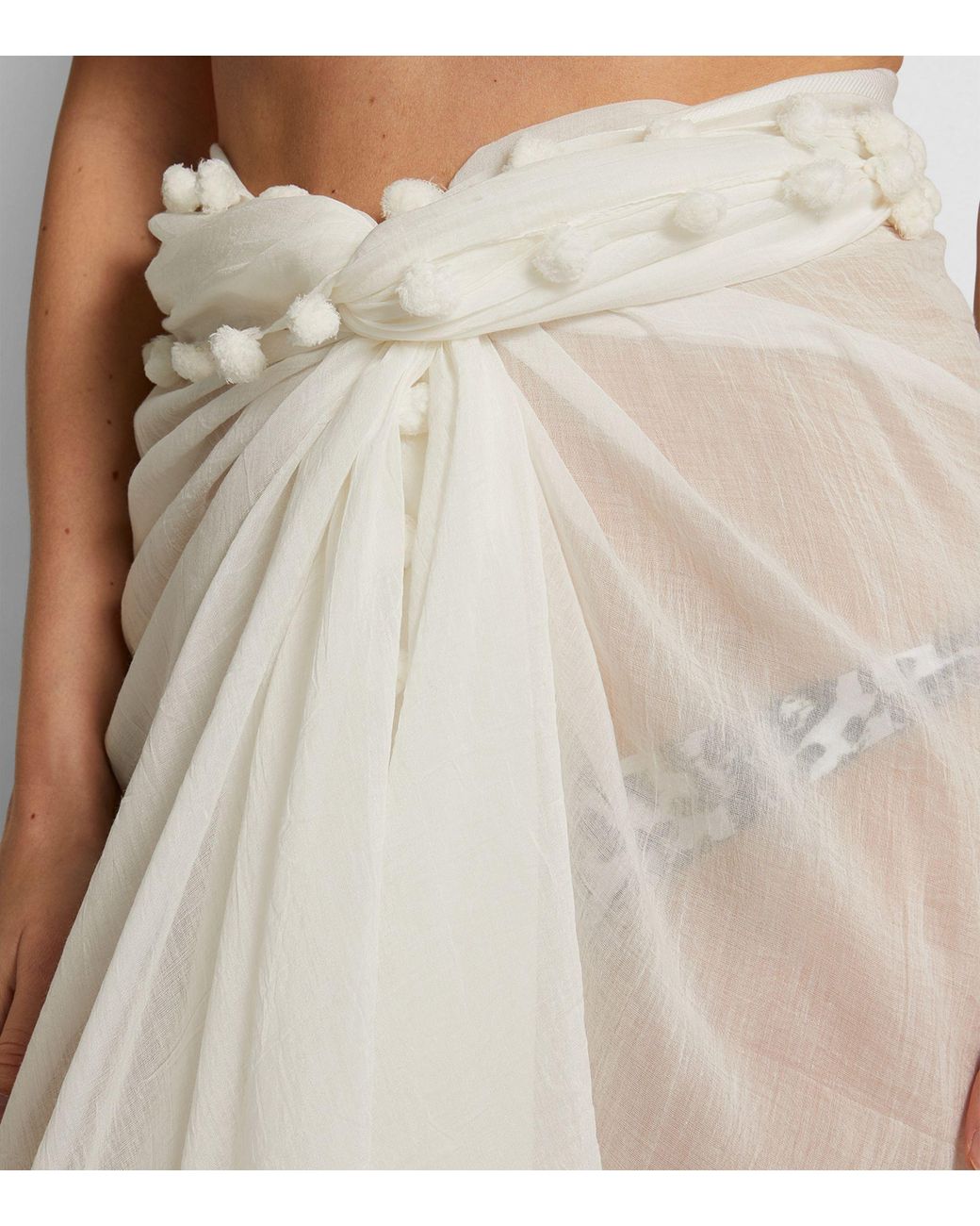 Melissa Odabash White Pareo Tassel Scarf