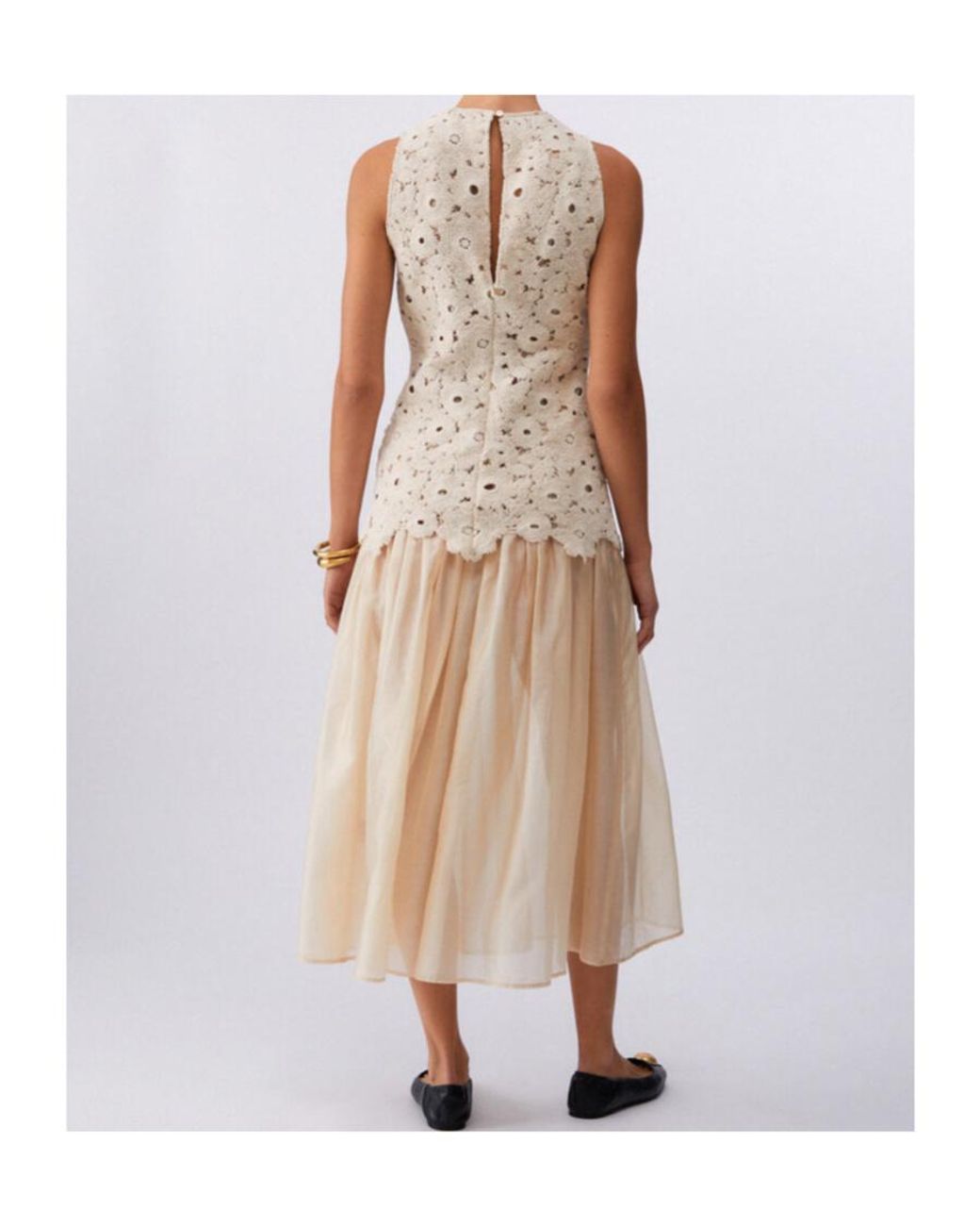 Liu Jo Natural Floral Lace Pleated Dress