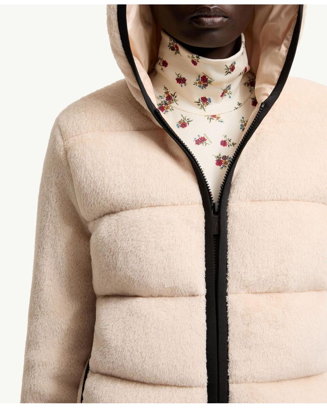 Moncler Natural Polartec Padded Zip-Up Hoodie