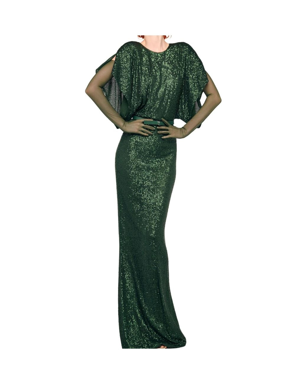 Norma Kamali Green Reverse Obie Sequin Maxi Dress