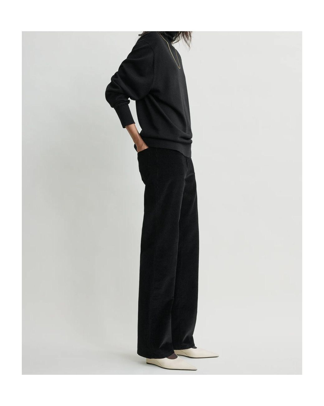 Totême  Black Totême Straight-Leg Corduroy Pants
