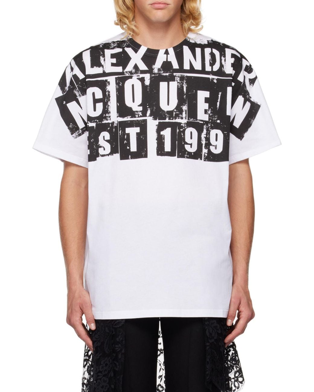 McQueen Black Logo Printed Crewneck T-Shirt for men