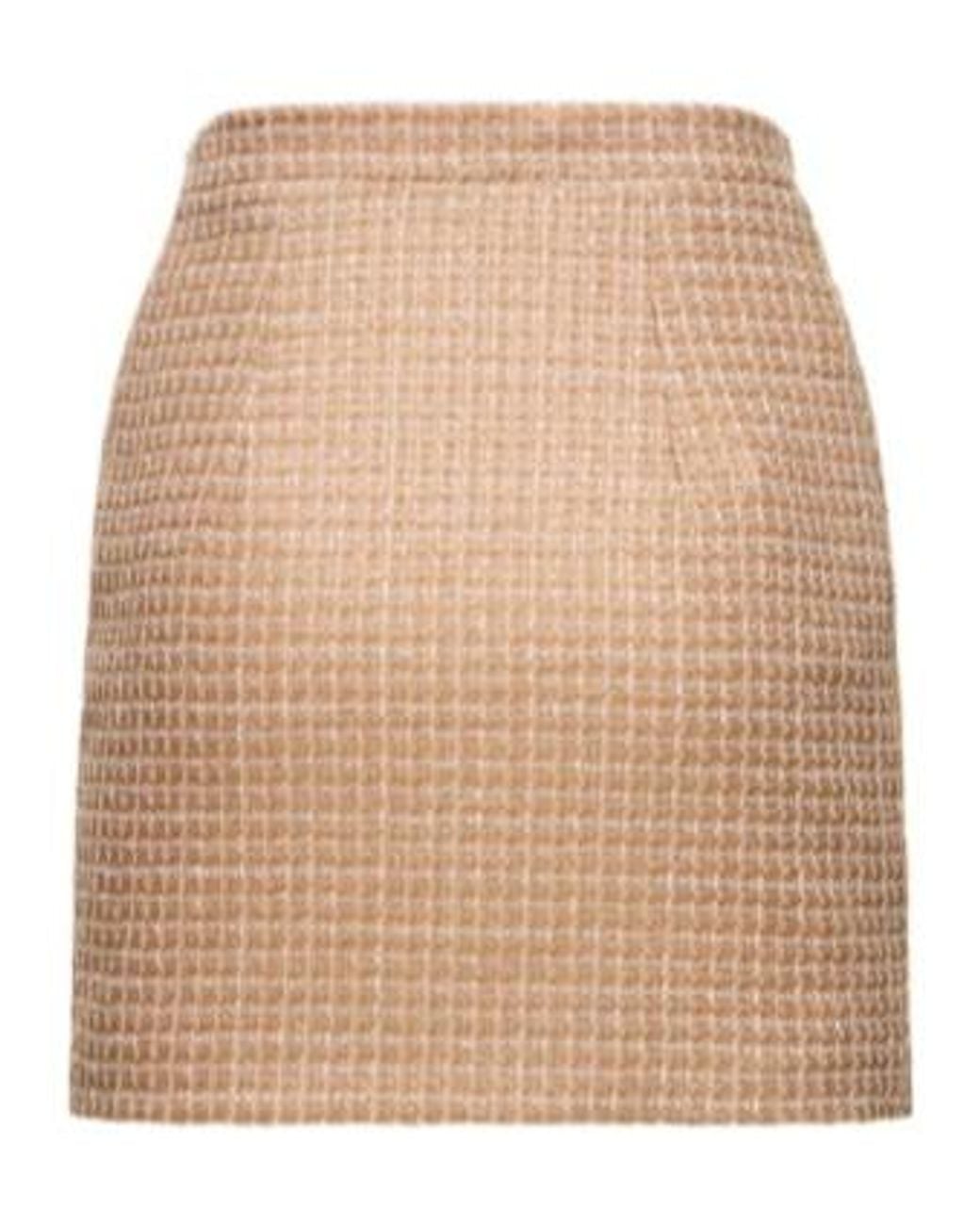 Alessandra Rich Natural Sequined Tweed Skirt