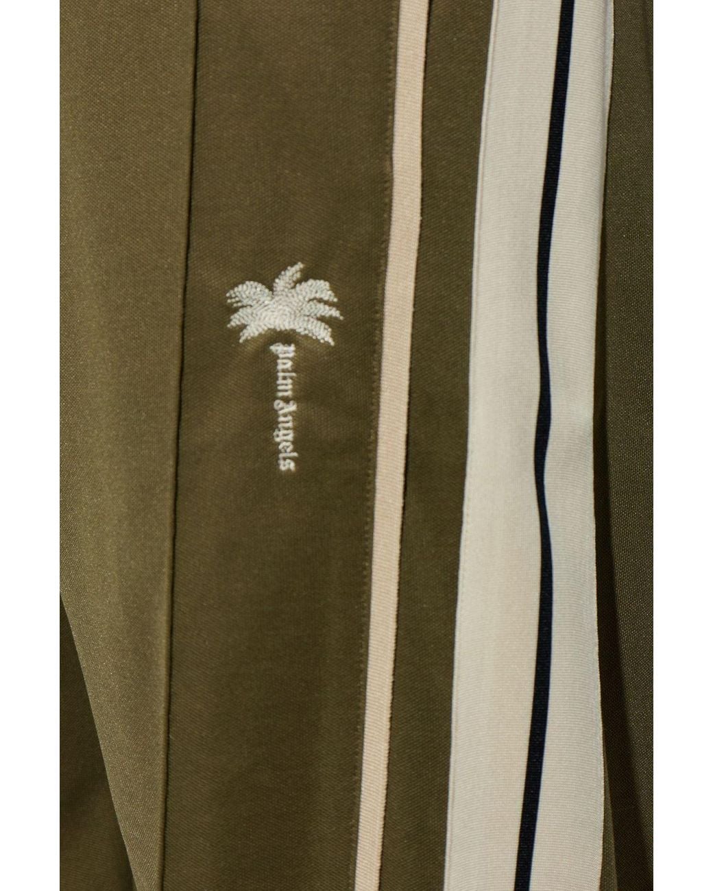Palm Angels Green Side Stripe Track Pants for men