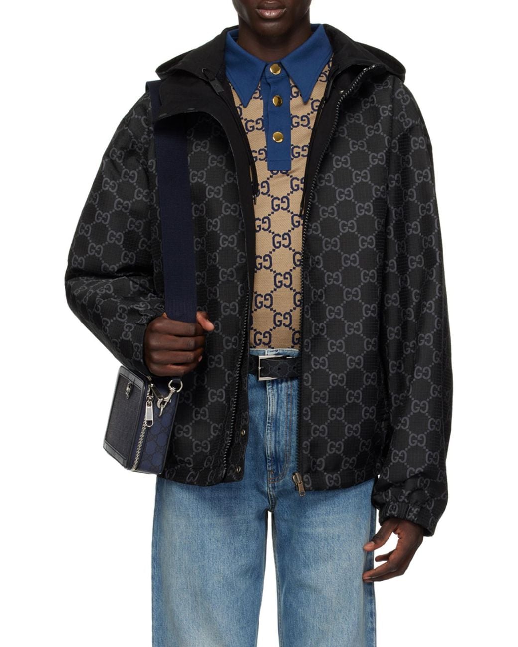 Gucci Black Gg Supreme Reversible Jacket for men