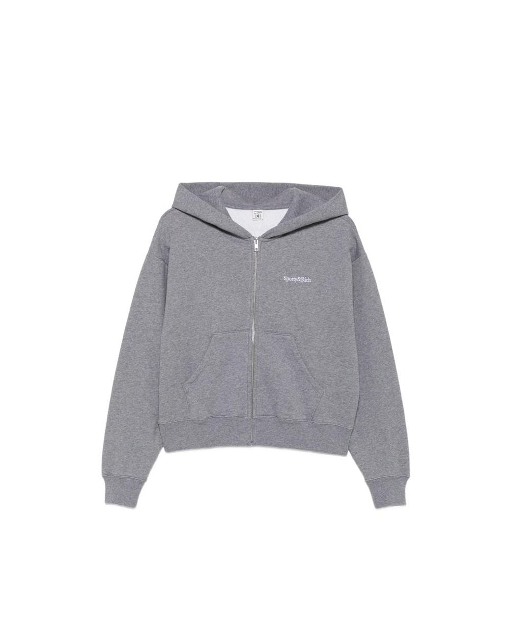 Sporty & Rich Gray Long-Sleeved Zip-Up Sweatshirt