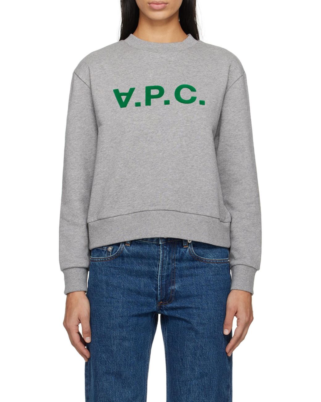 A.P.C. Gray Logo Printed Crewneck Sweatshirt