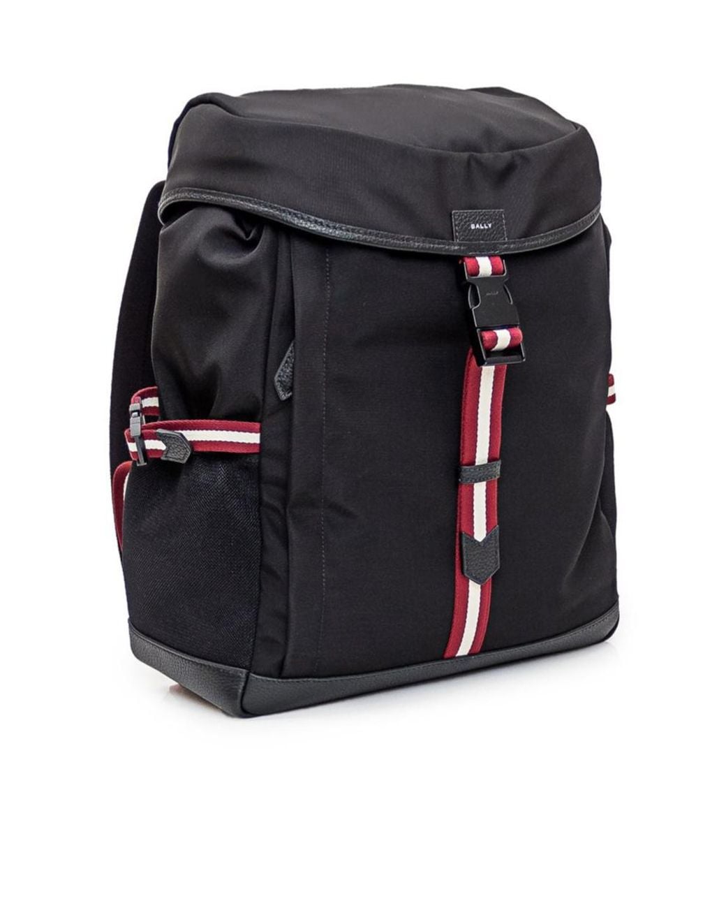 Bally Black Stripe Detail Folding Top Backpack for men