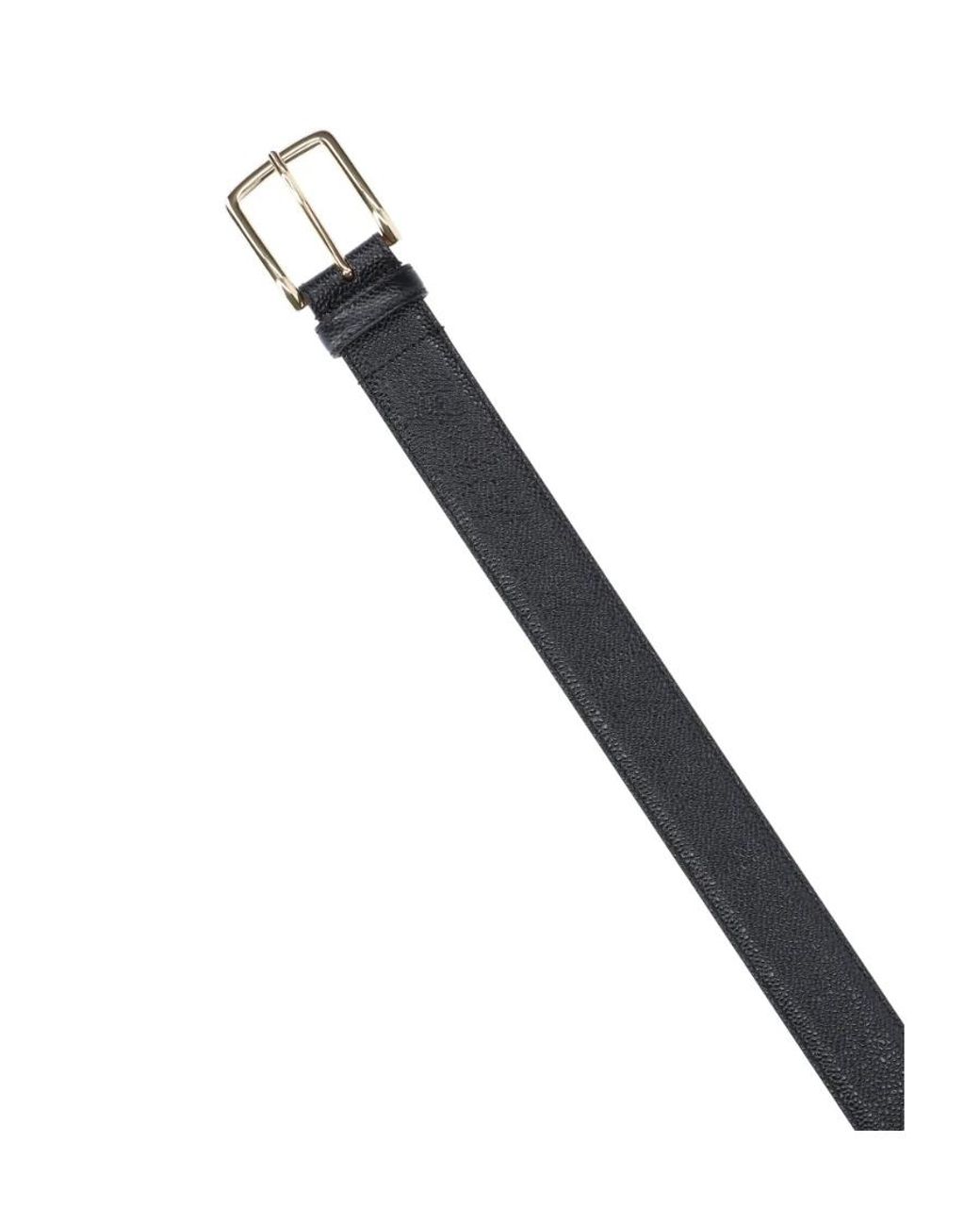 Thom Browne White 4-Bar Striped Buckle Belt for men