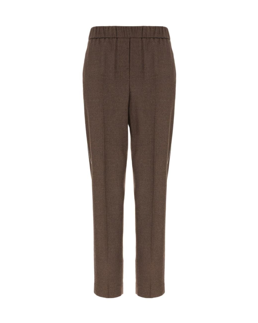 Peserico Brown Bead-Embellished Elasticated Trousers