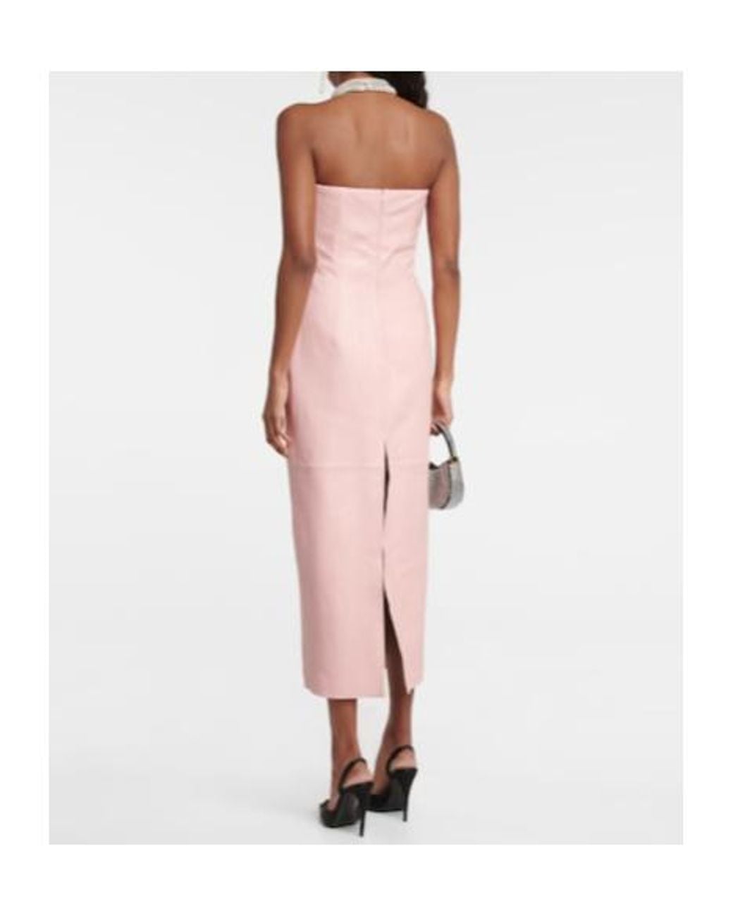 Magda Butrym Pink Leather Bustier Midi Dress