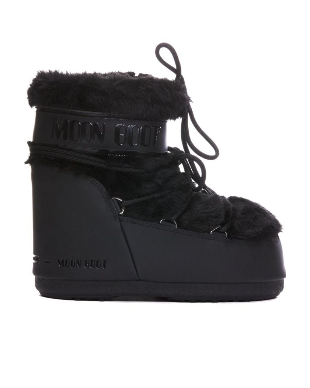 Moon Boot Black Icon Low Faux-Fur Detail Boots
