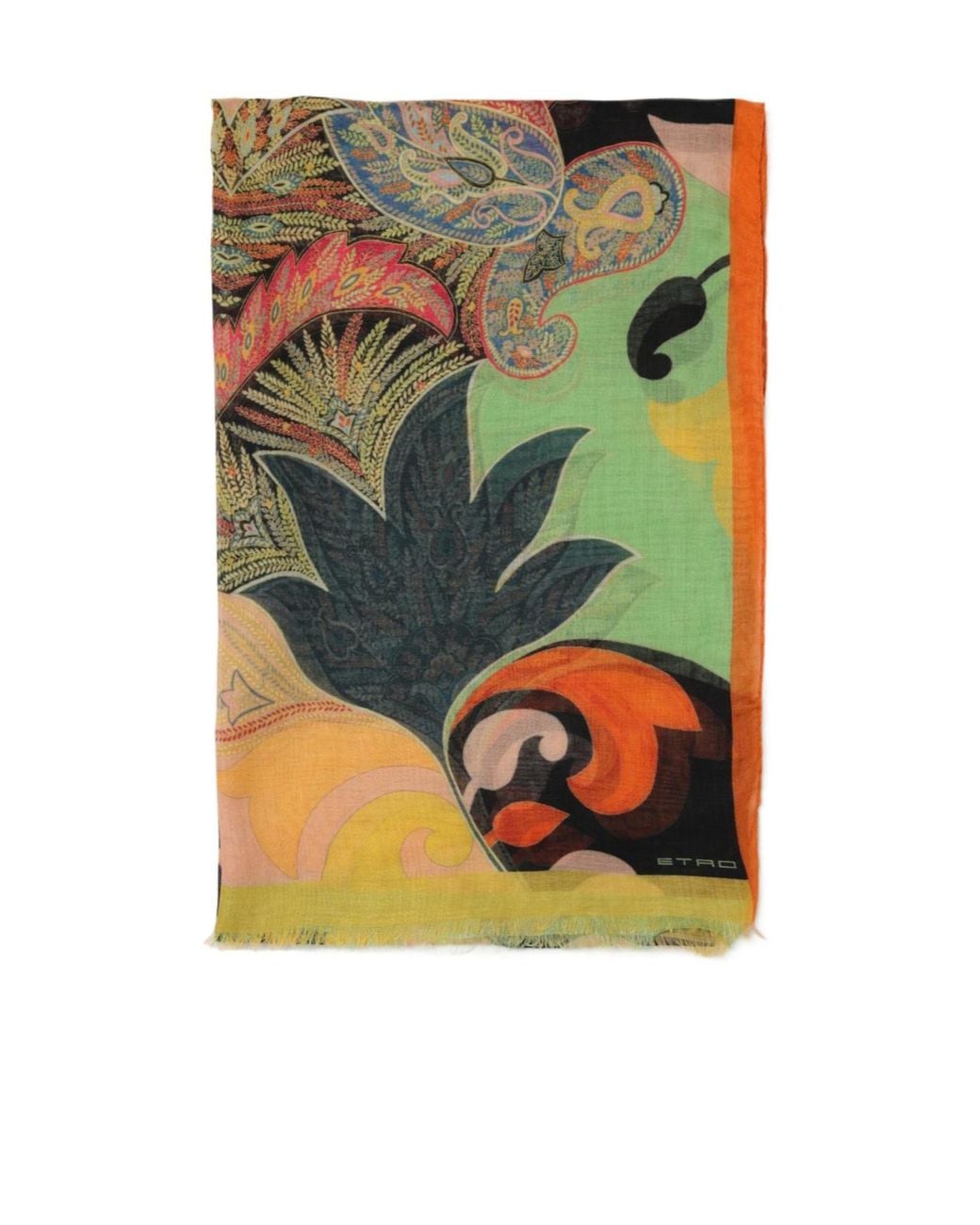 Etro Green Paisley-Print Scarf
