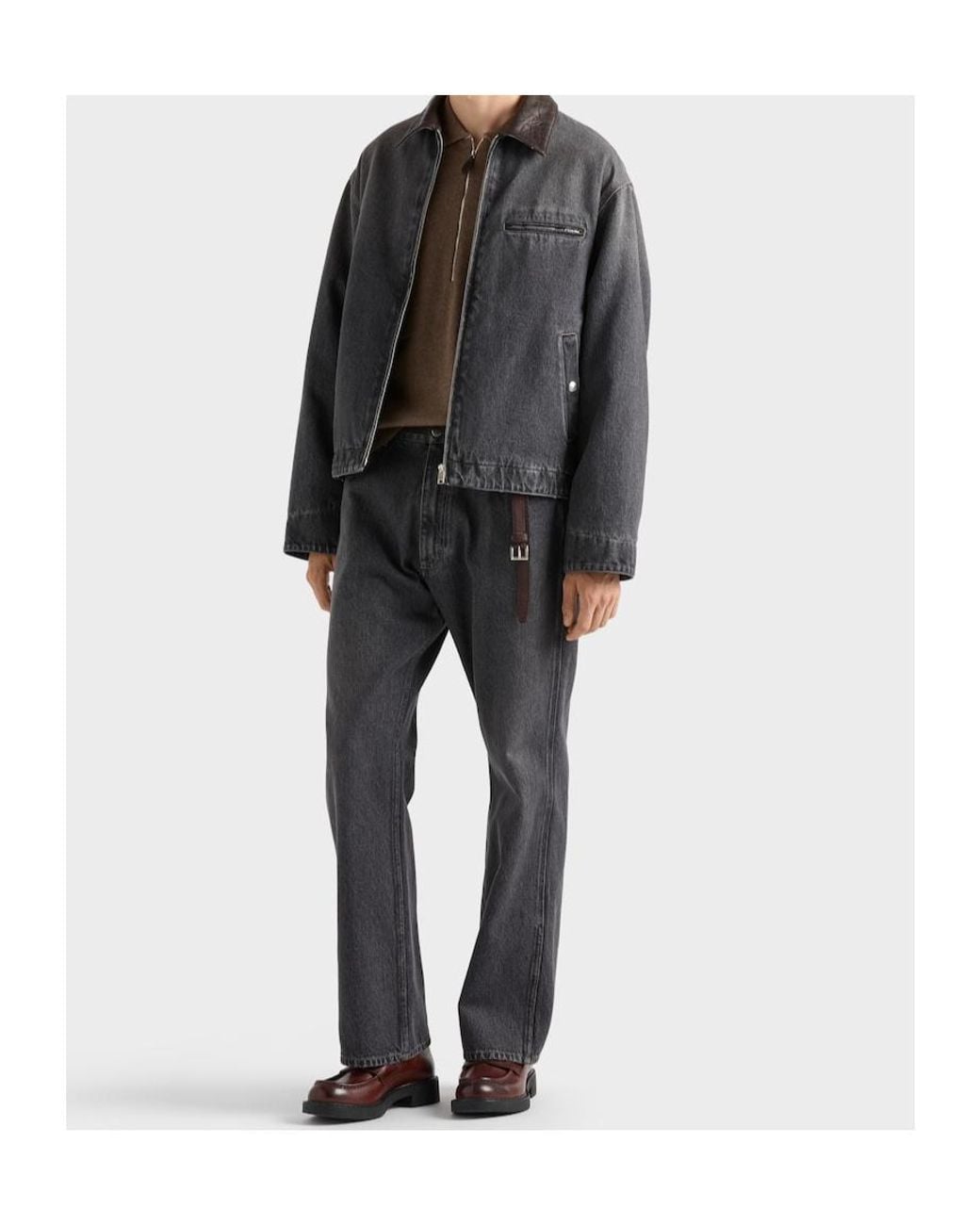 Prada Gray Denim Blouson Jacket for men