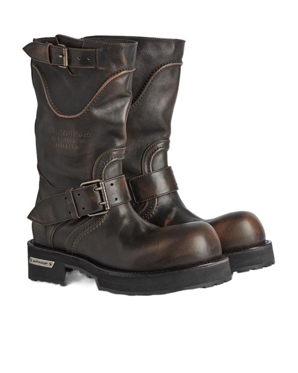 Balenciaga Black Venom Buckled-Strap Boots for men