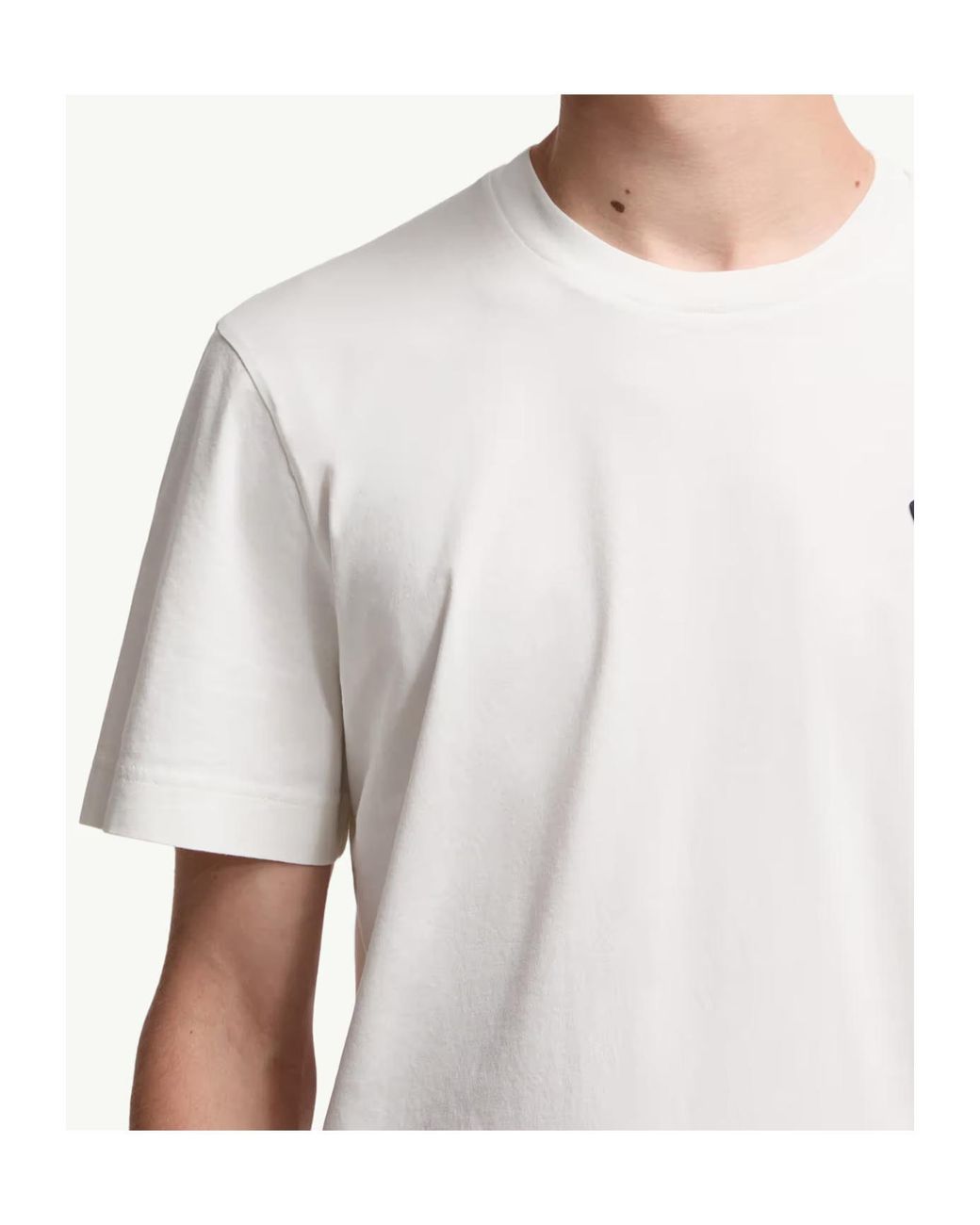 Moncler White Logo Patch Crewneck T-Shirt for men