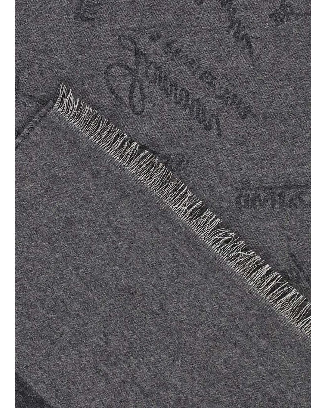 Lanvin Gray Frayed Hem Scarf