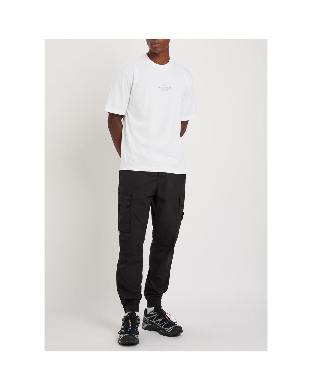 Stone Island White Simple Pure Cotton T-Shirt for men