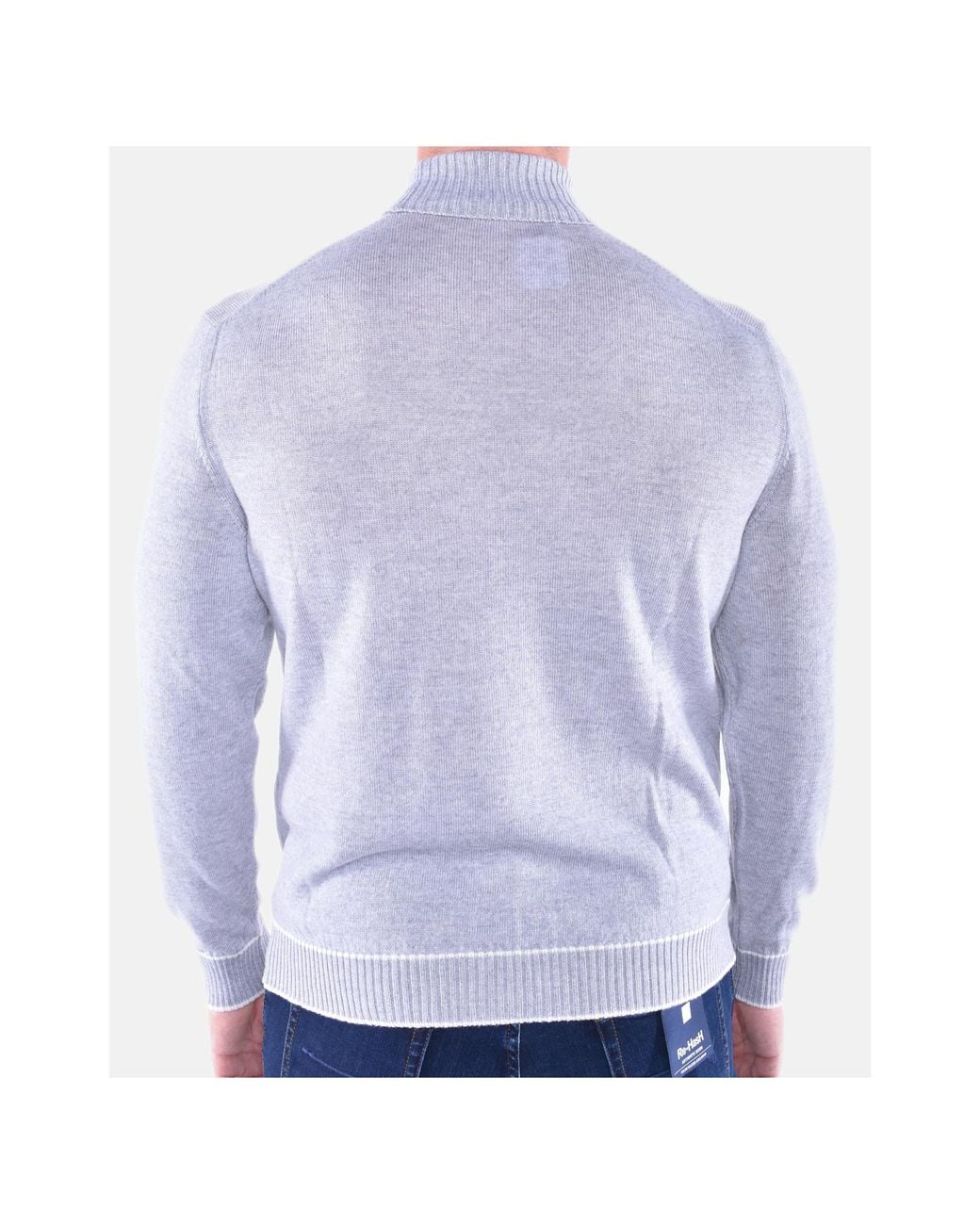Eleventy Blue Embroidered Turtleneck Knitted Sweater for men