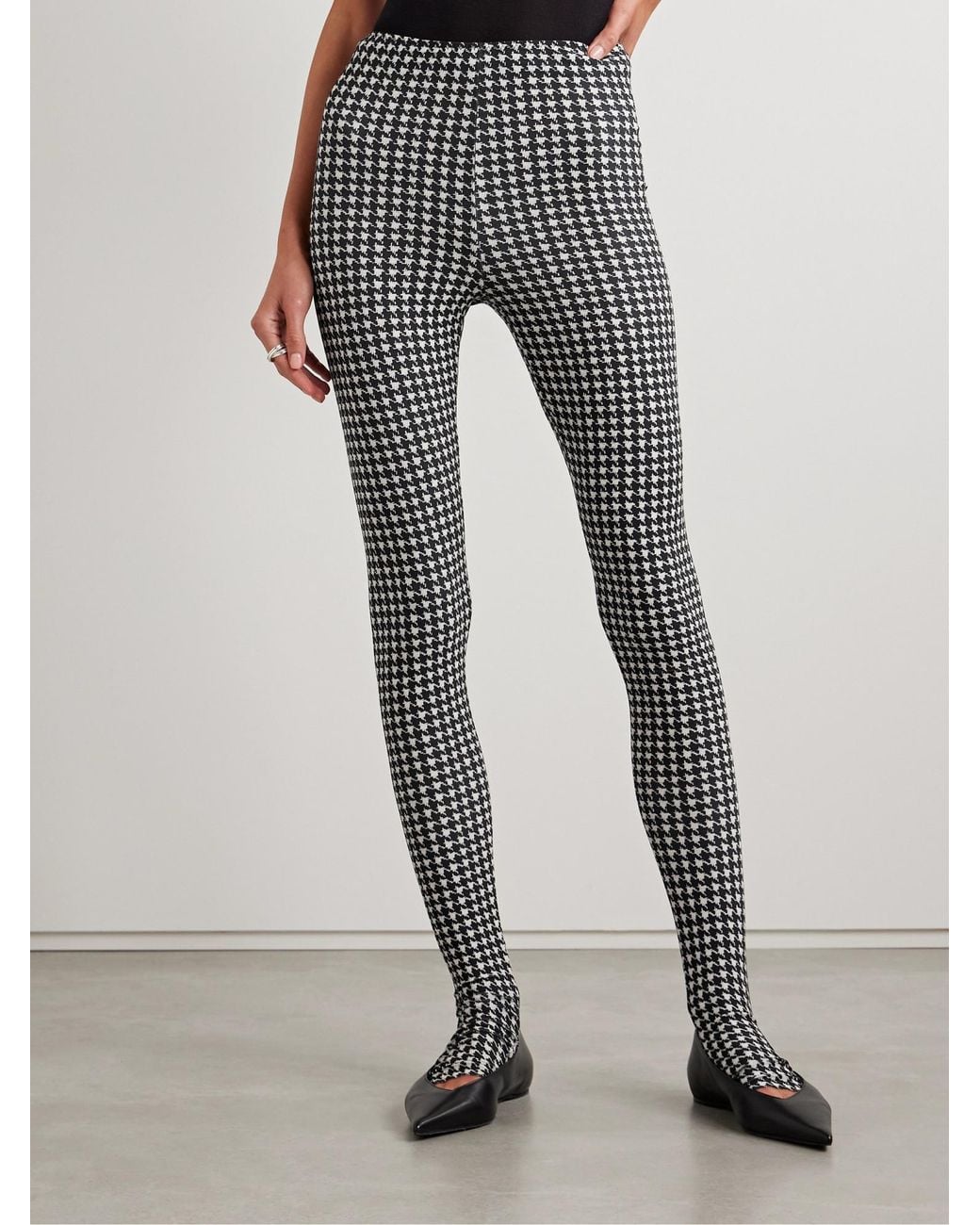 Norma Kamali Gray Comfortable Houndstooth Leggings