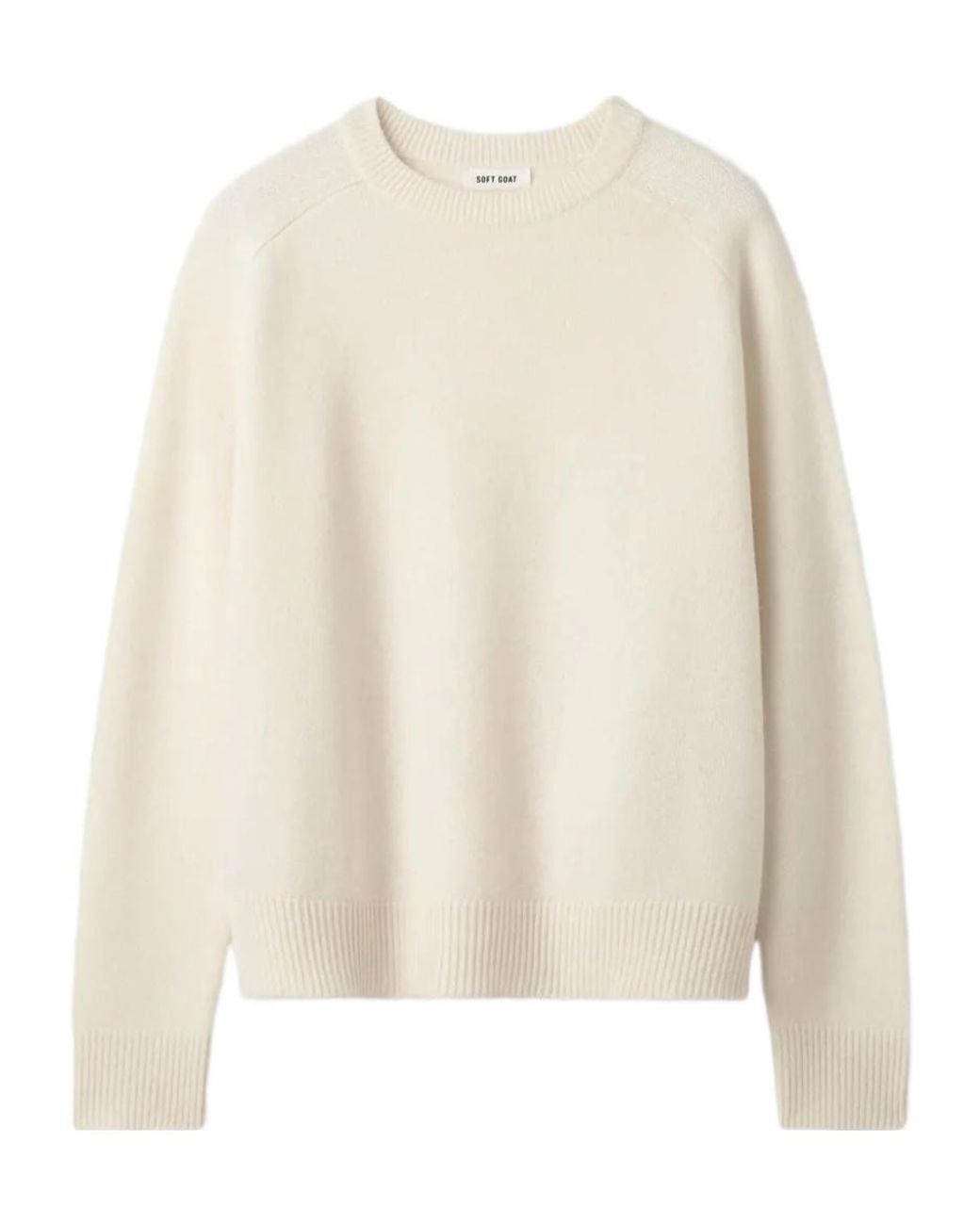 Soft Goat White Boyfriend Ribbed Sweater