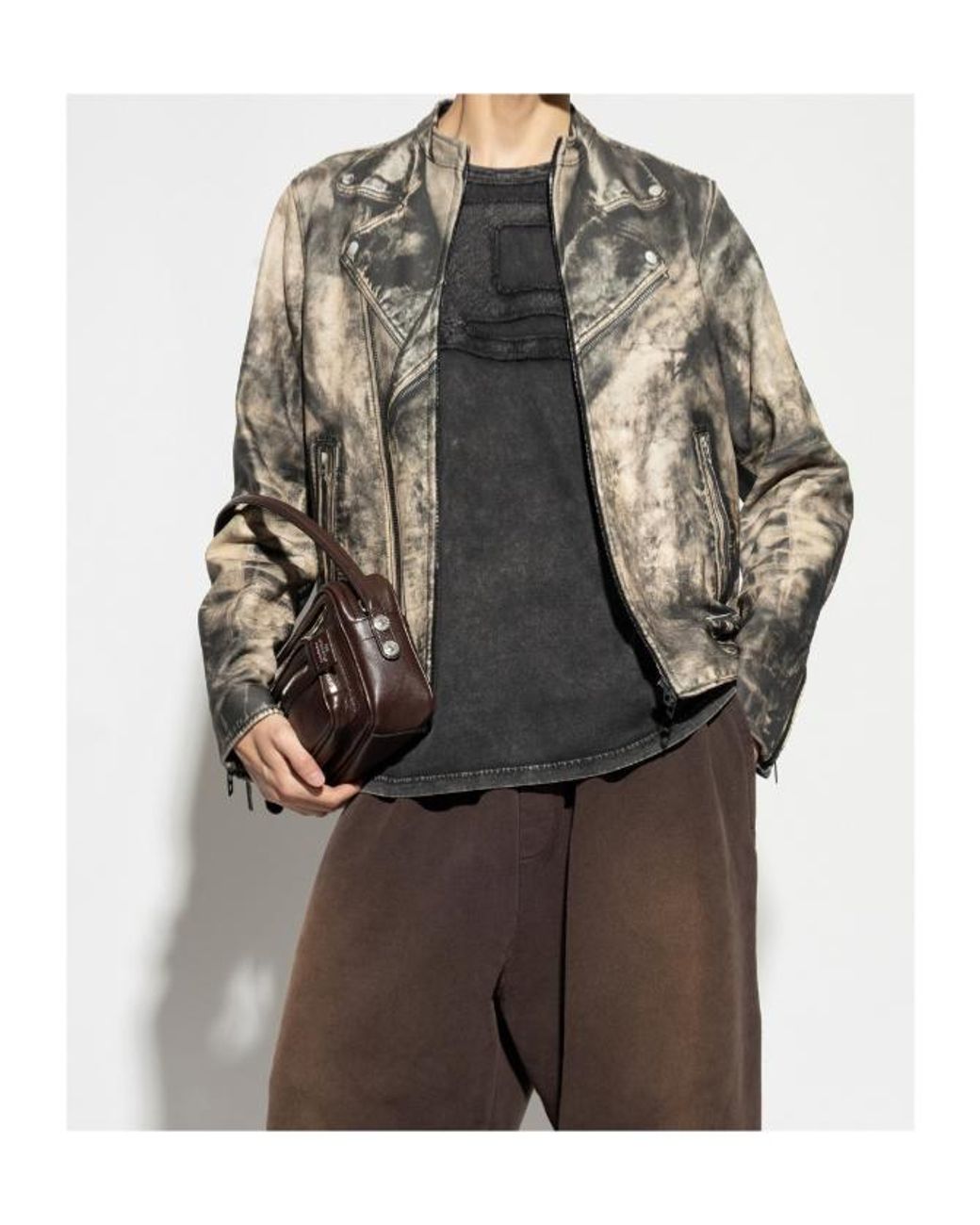 DIESEL Gray Zip-Up Distressed Jacket for men