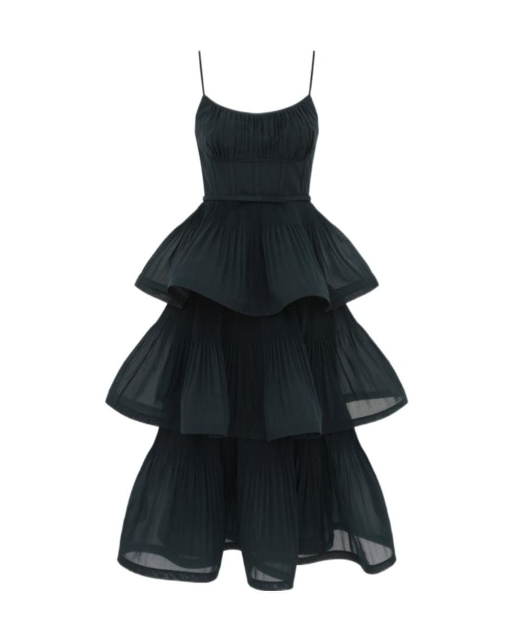 Zimmermann Blue Pleated Tiered Midi Dress