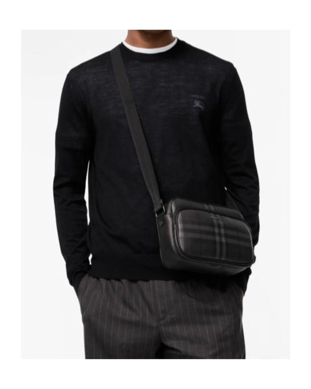 Burberry Black City Check Pocket Crossbody Bag for men