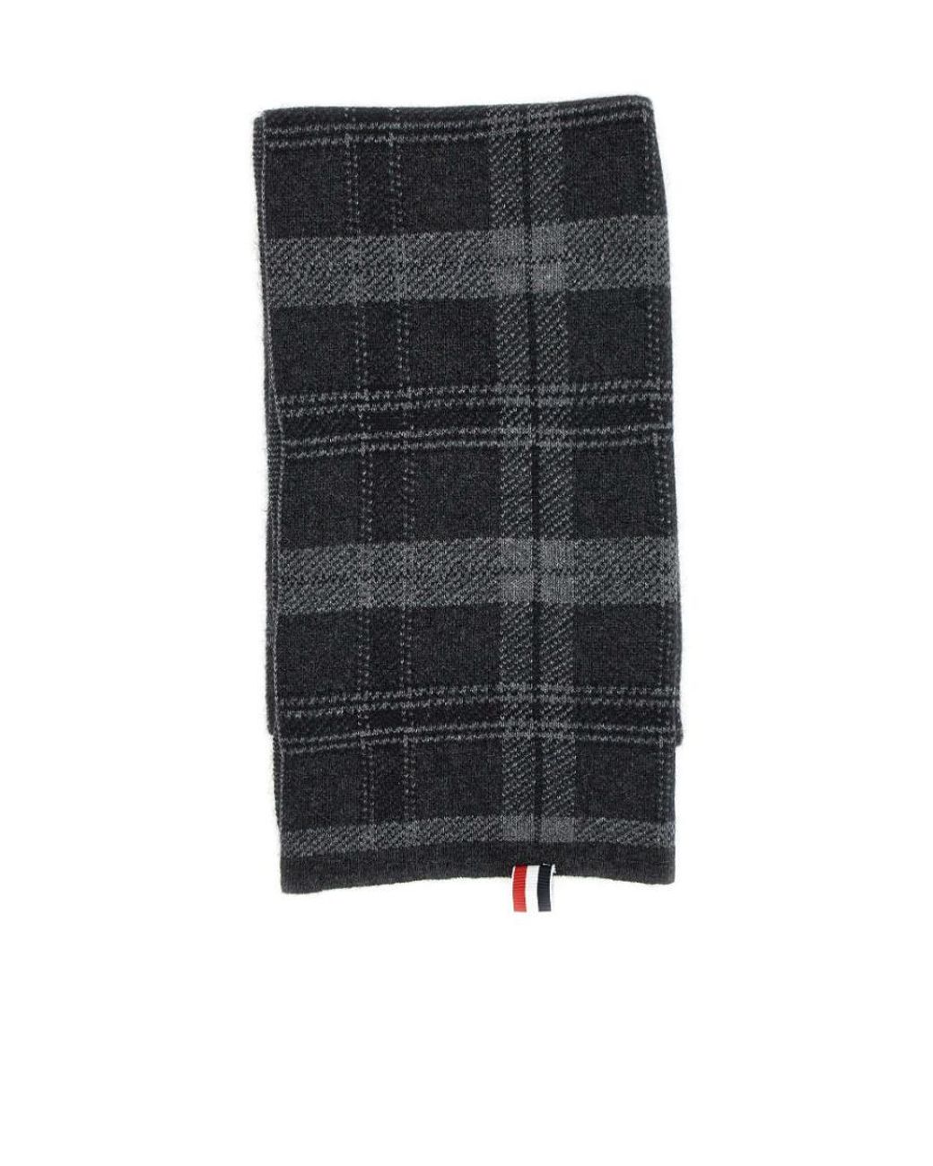 Thom Browne Black Check-Pattern Knitted Scarf for men