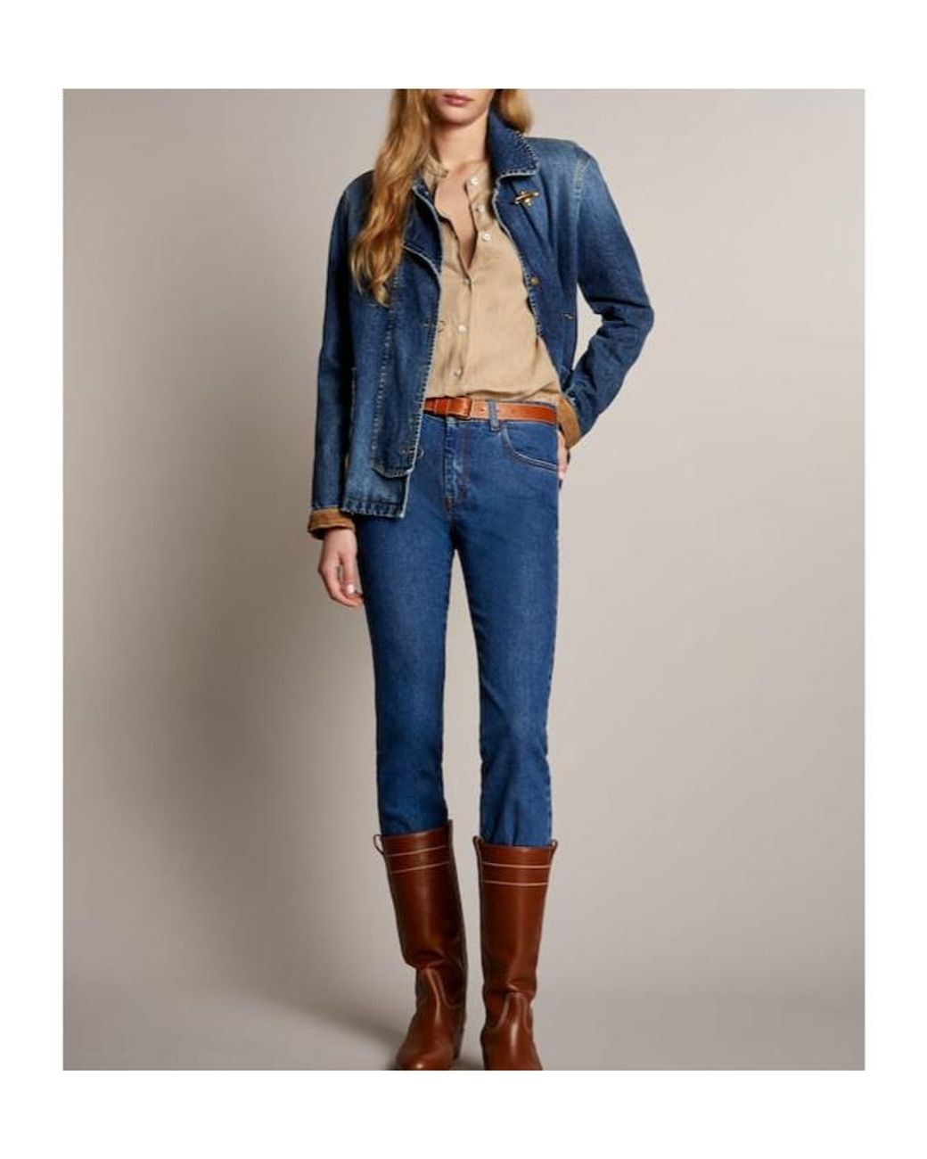 Fay Blue Hook-Closure Denim Jacket