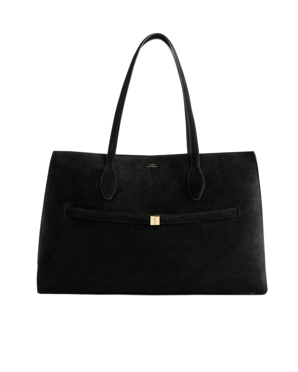 Totême Black Totême Logo Embossed Lounge Tote Bag