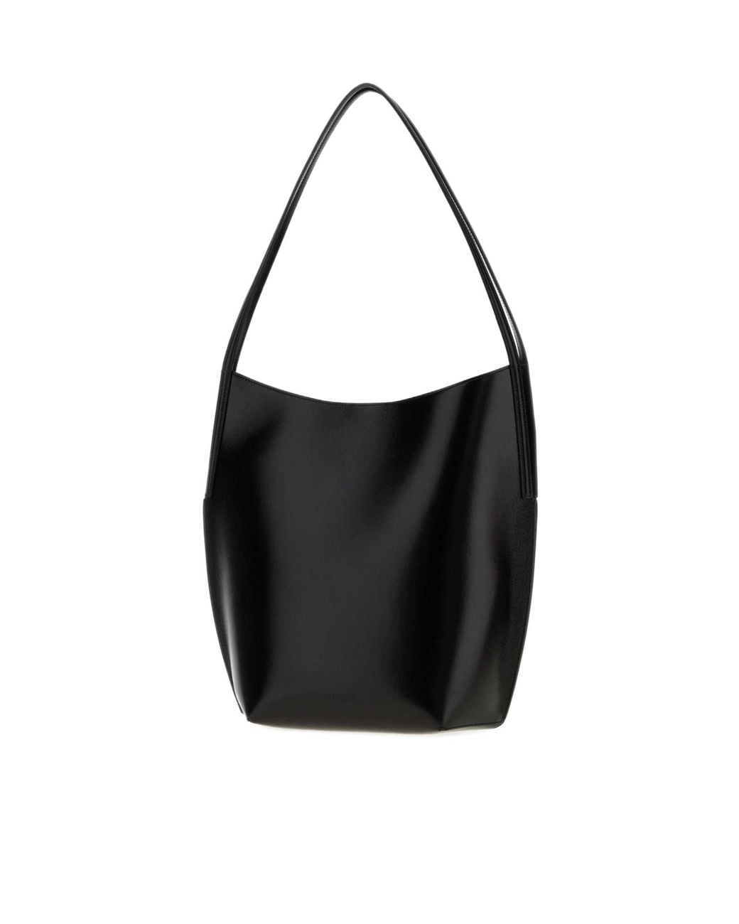 Jil Sander Black Kante Curved Tote Bag