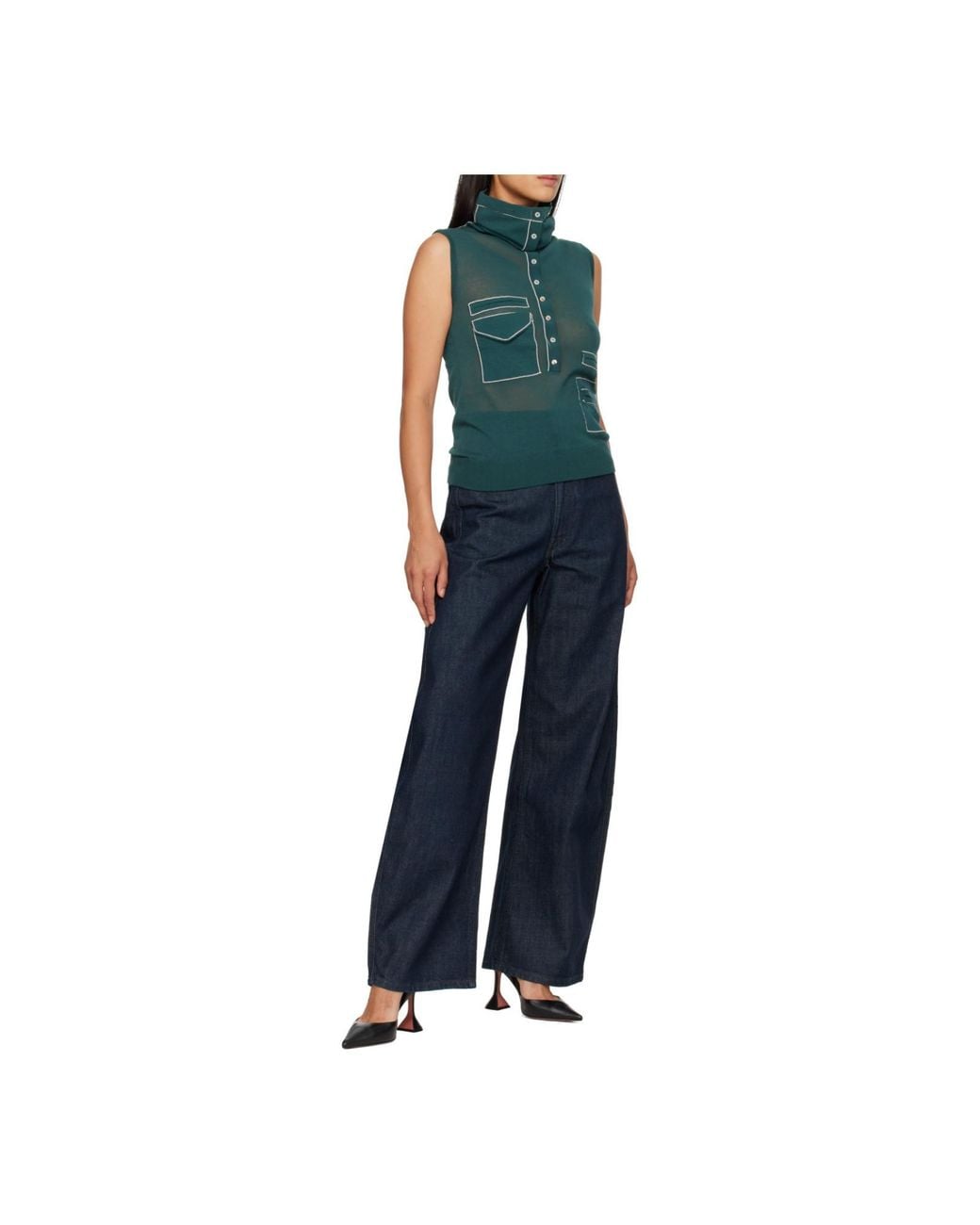Kiko Kostadinov Green Sleeveless Turtleneck Sweater