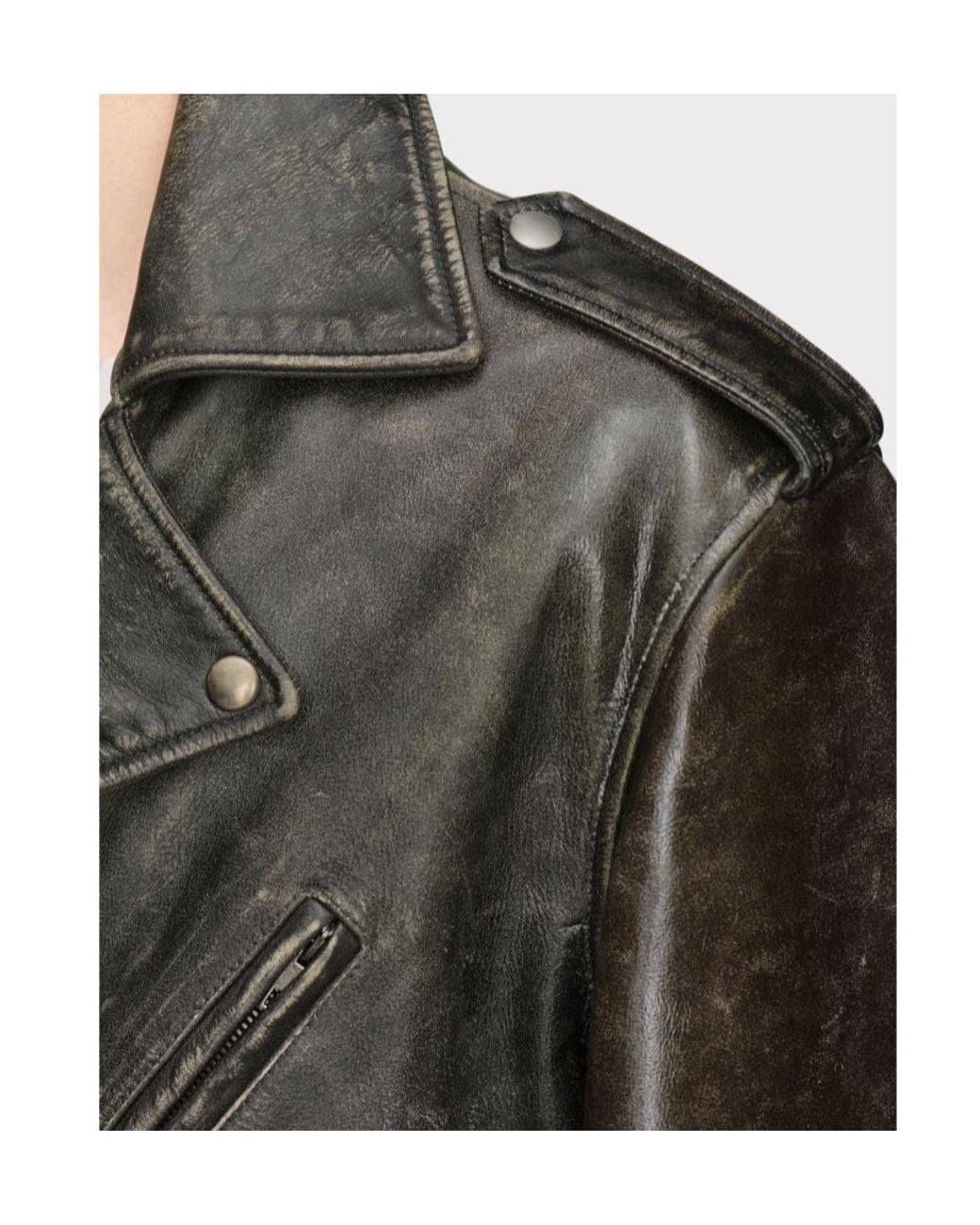 Maison Margiela Green Distressed Biker Jacket for men