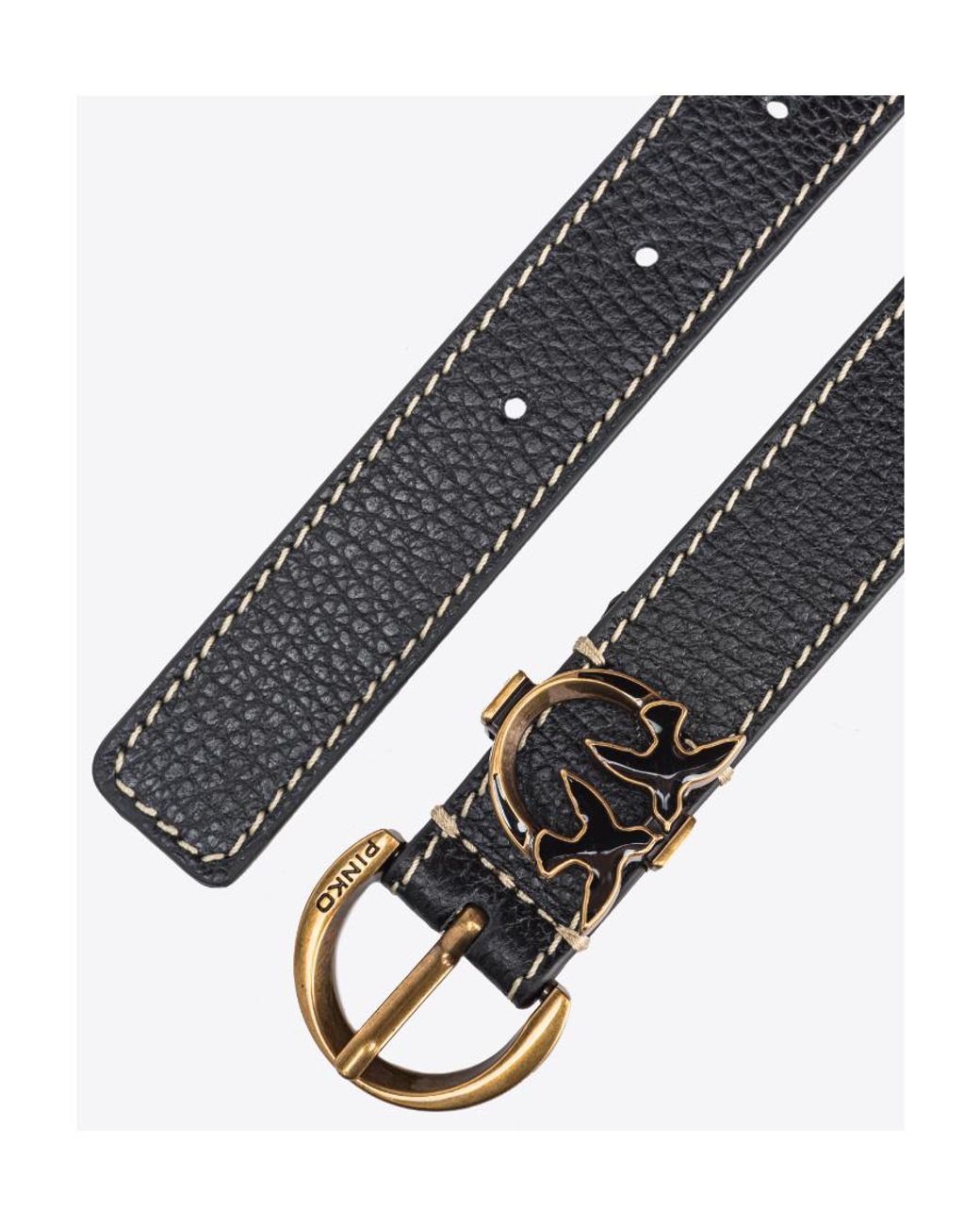 Pinko White Love Birds Plaque Buckled Belt
