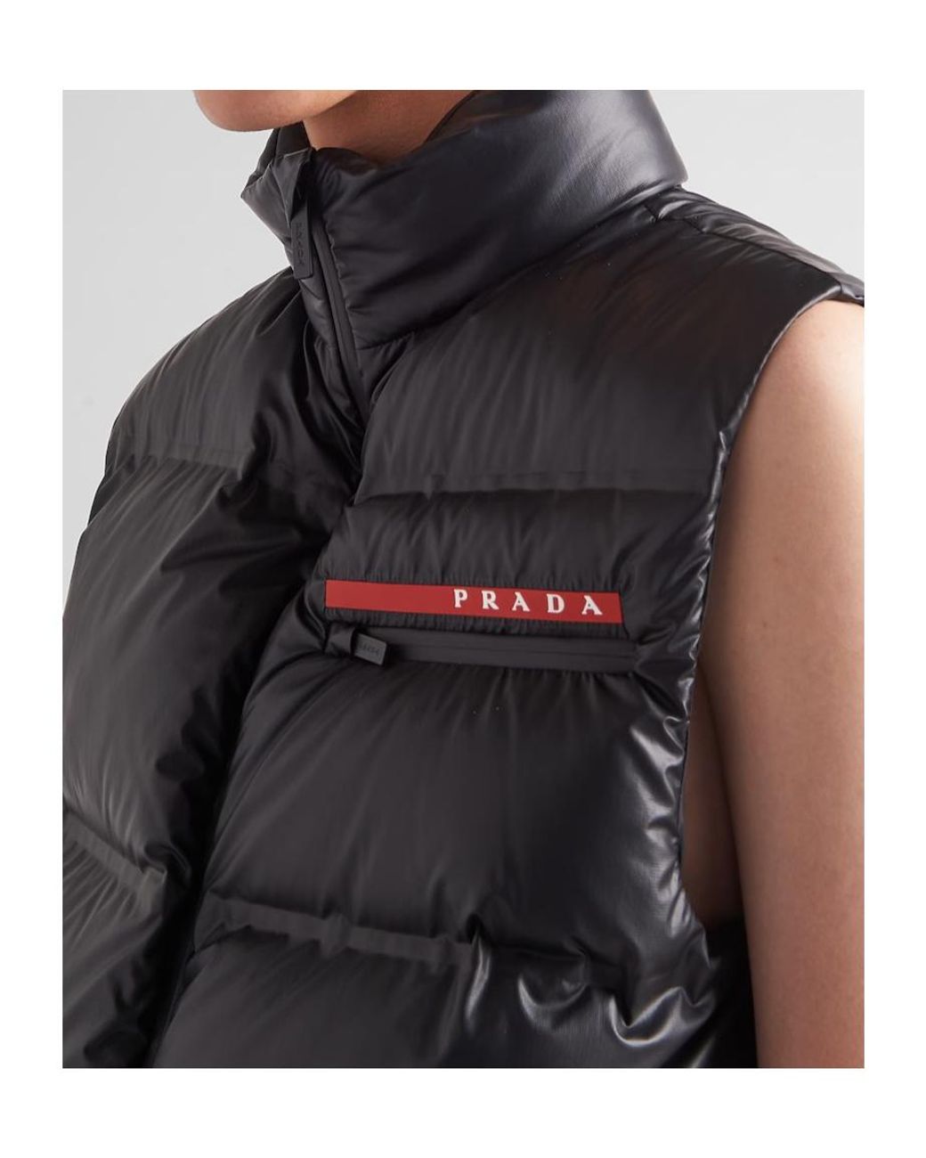 Prada Black Light Technical Fabric Down Vest for men