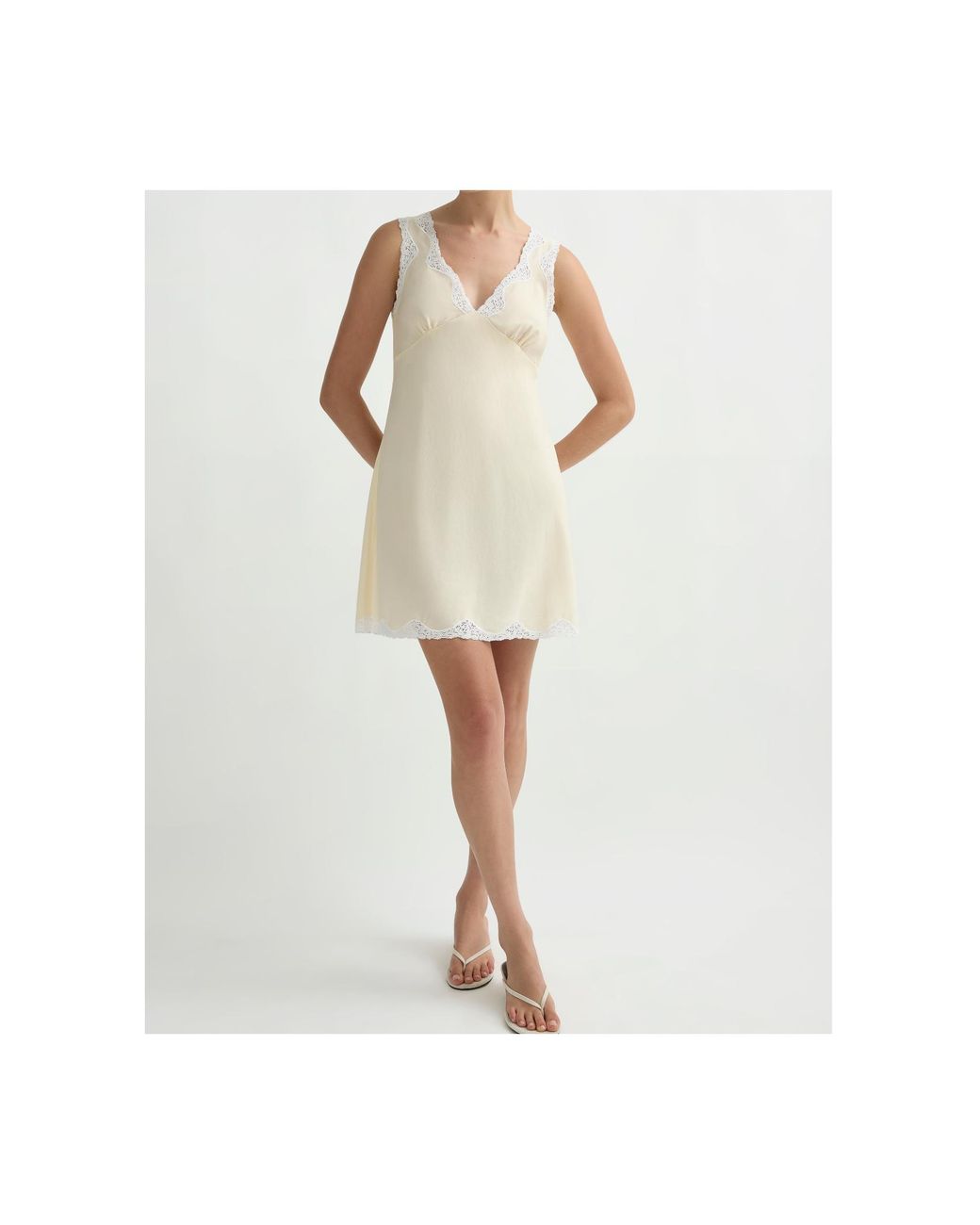 Posse Natural Tabitha Lace-Trim Mini Dress