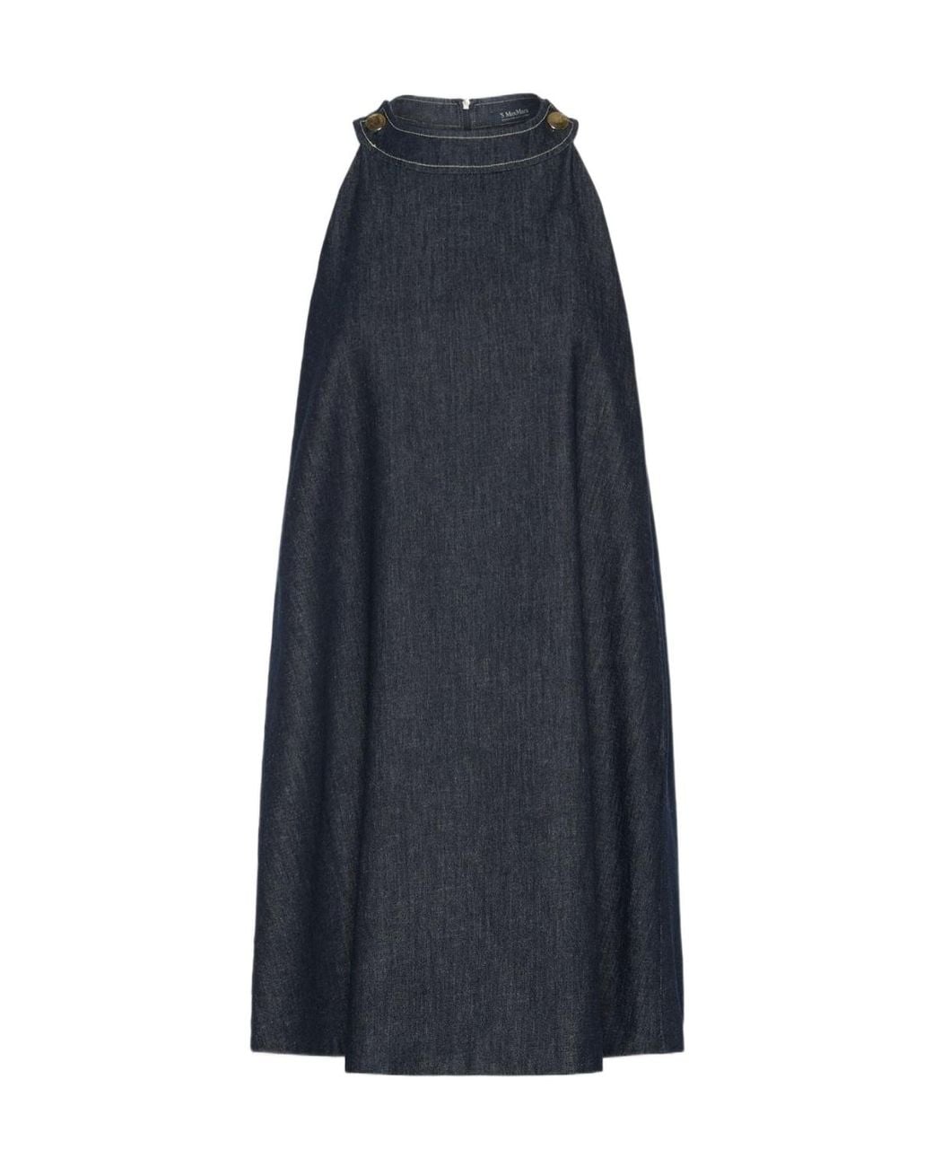 Max Mara Blue Short Sleeveless Cotton Denim Dress