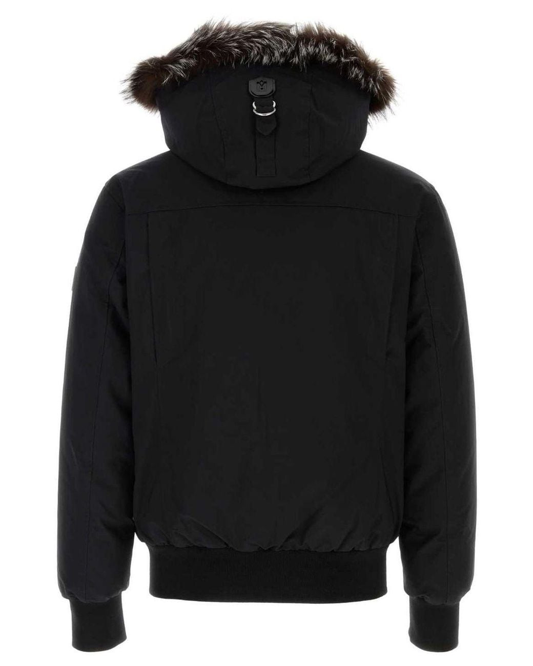 Mackage Black Dixon-Xz Fur-Trimmed Hooded Jacket for men