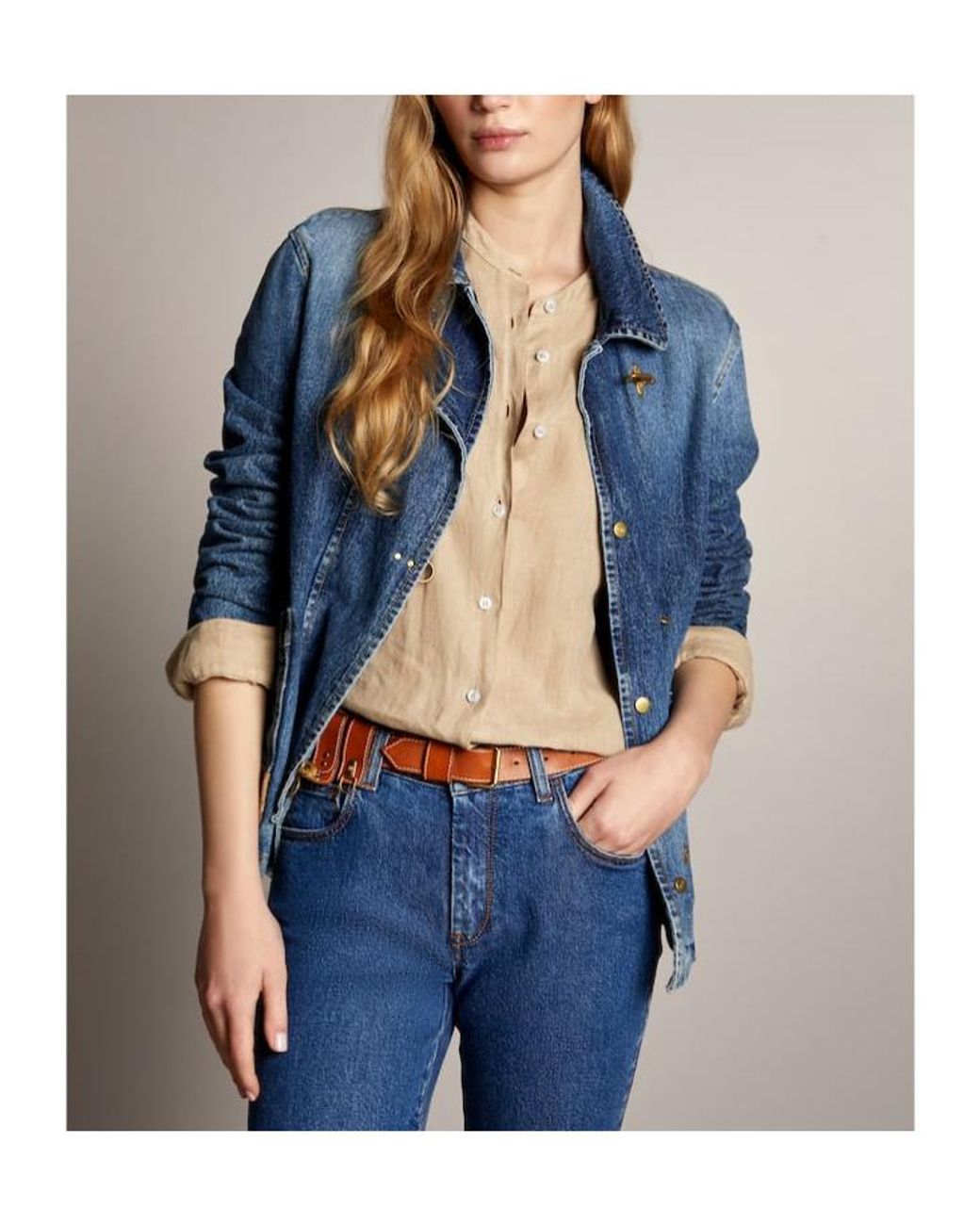 Fay Blue Hook-Closure Denim Jacket