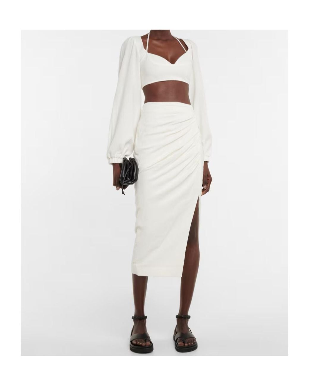 Jonathan Simkhai White Lace-Up Crop Top