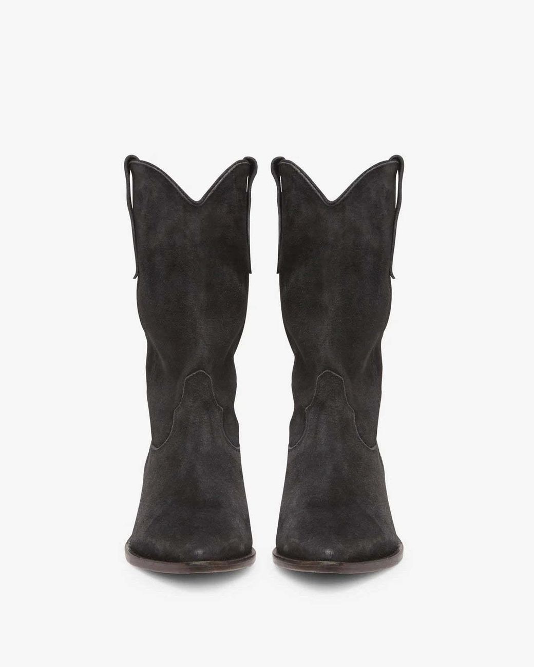 Isabel Marant Black Suede Leather Cowboy Boots