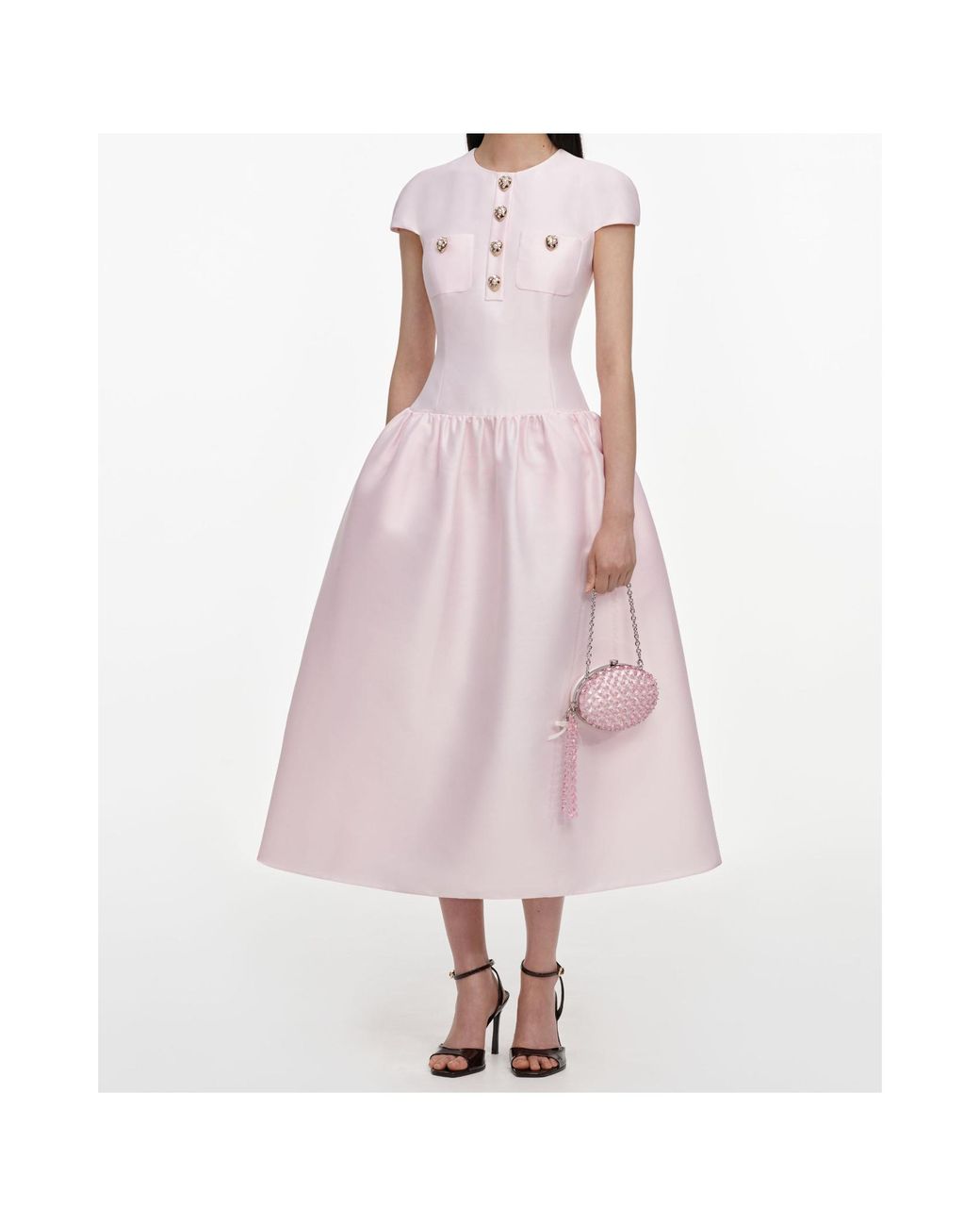 Self-Portrait Pink Short-Sleeved Dress