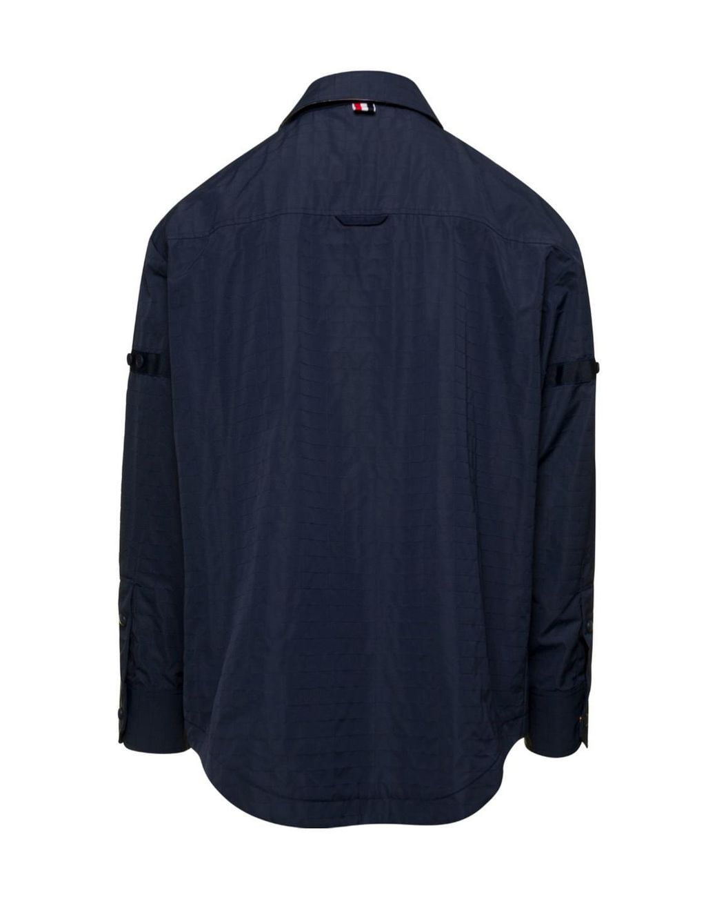 Thom Browne Blue Ripstop Armbands Oversized Shirt Jacket for men