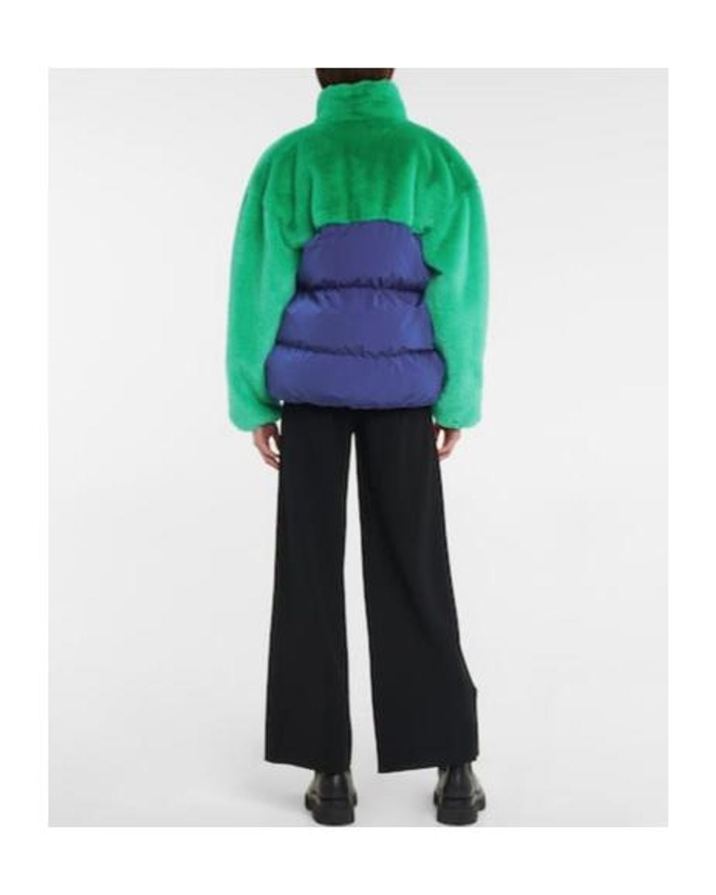Stella McCartney Green Color-Blocked Loose Cotton Jacket