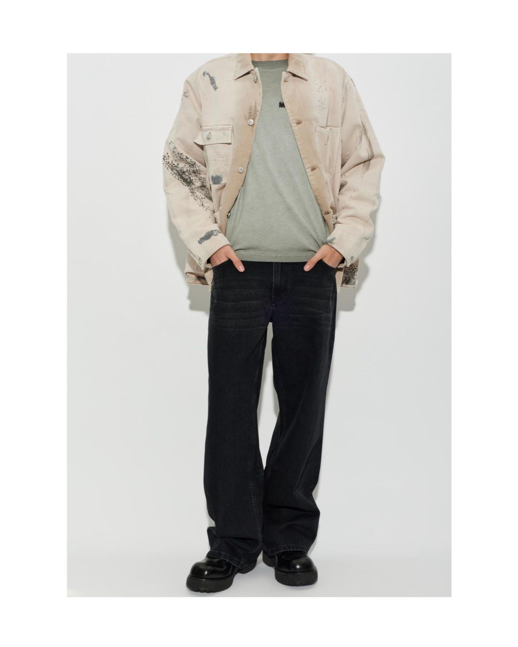 M I S B H V Natural Button-Front Long-Sleeve Denim Jacket for men