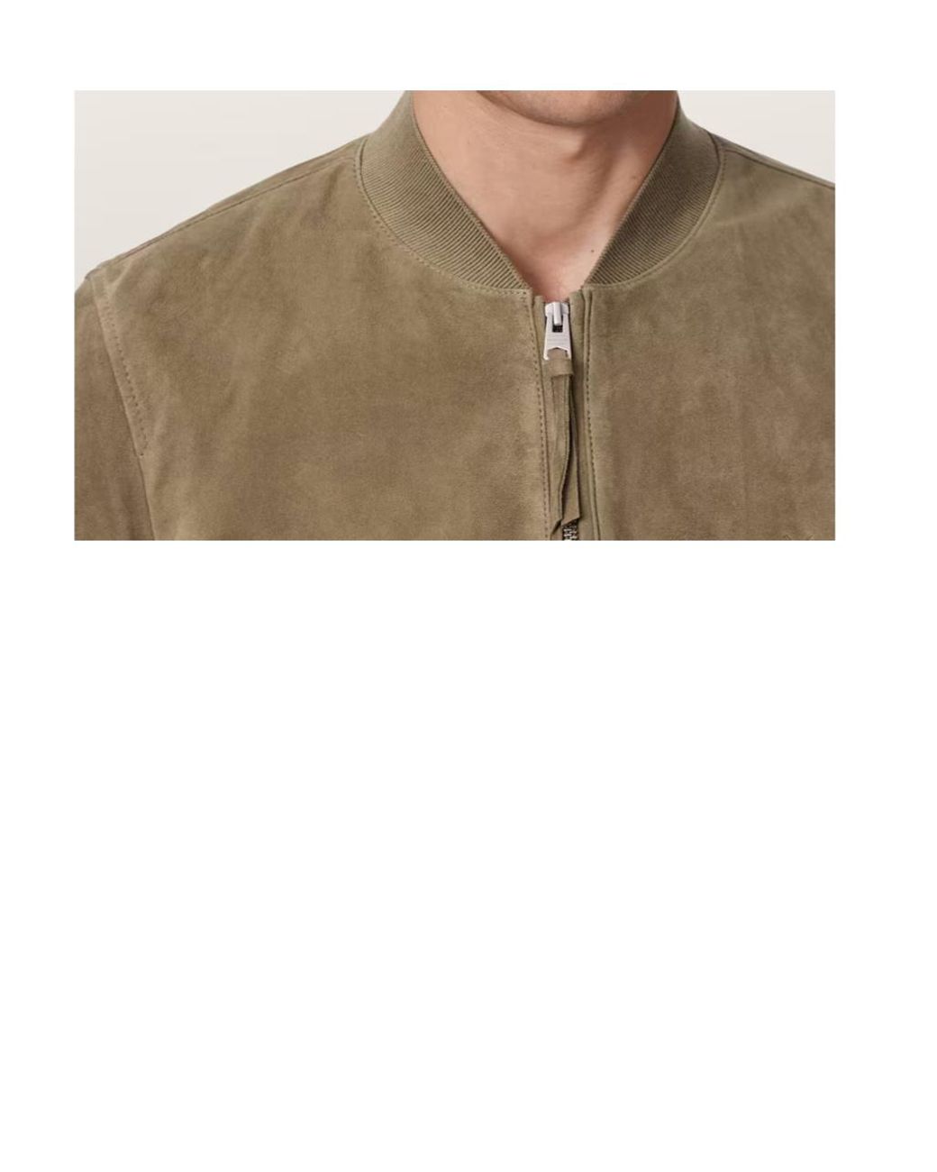 AllSaints Green Long-Sleeved Suede Bomber Jacket for men