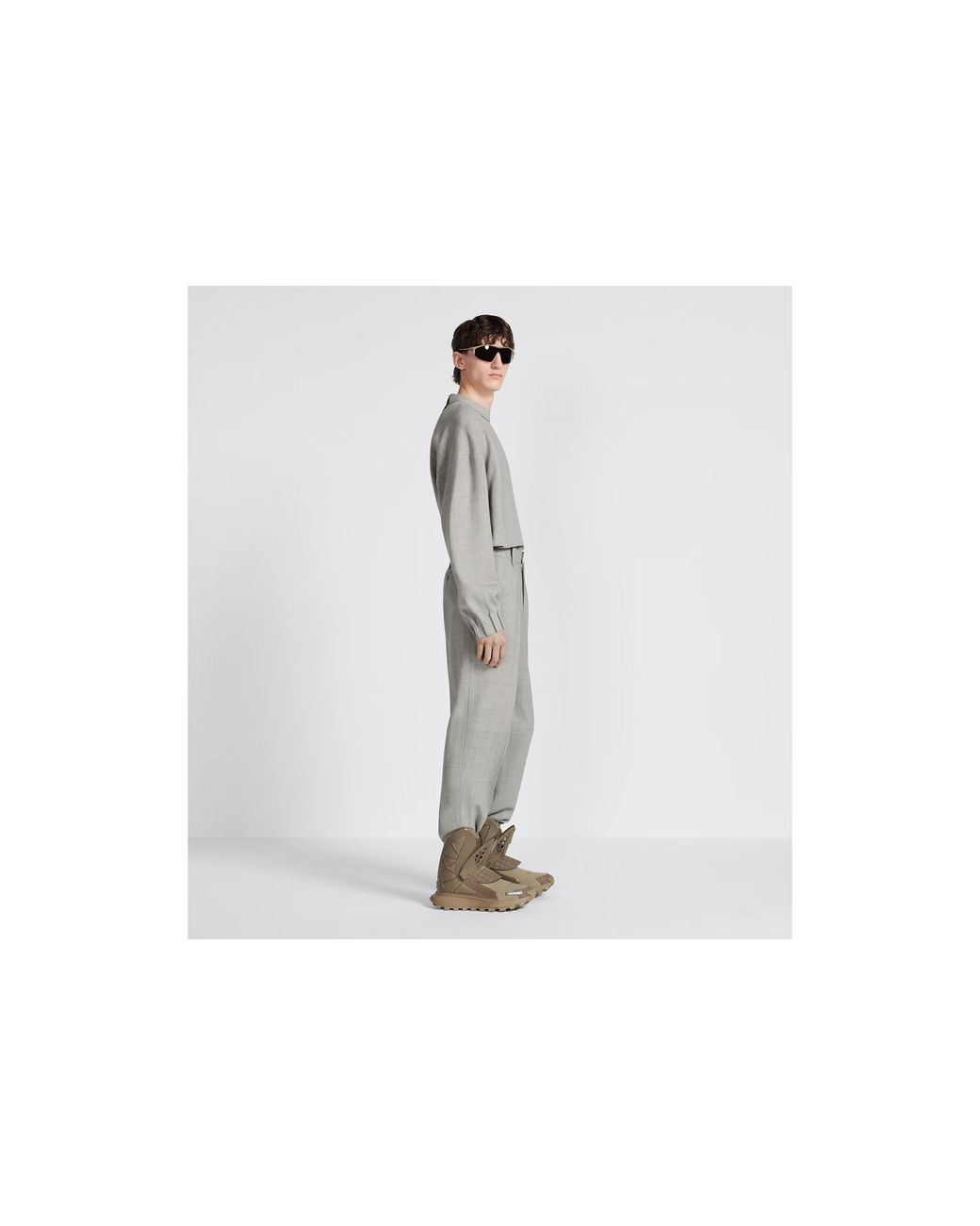 Dior Gray Homme Straight Leg Pleated Pants for men