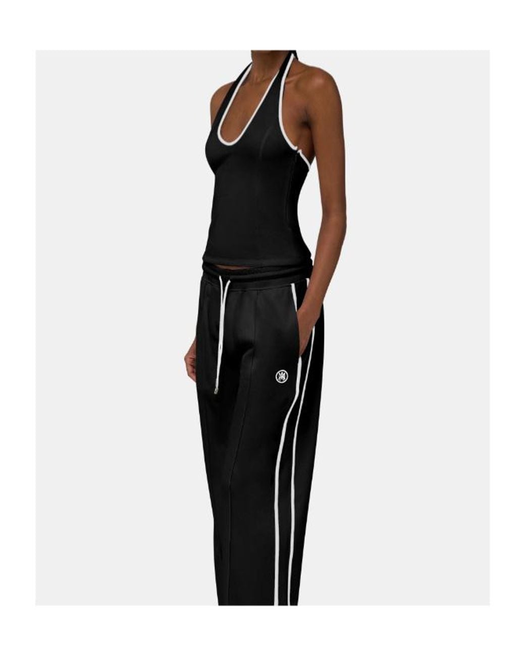 Amiri Black Logo Embroidered Halterneck Top